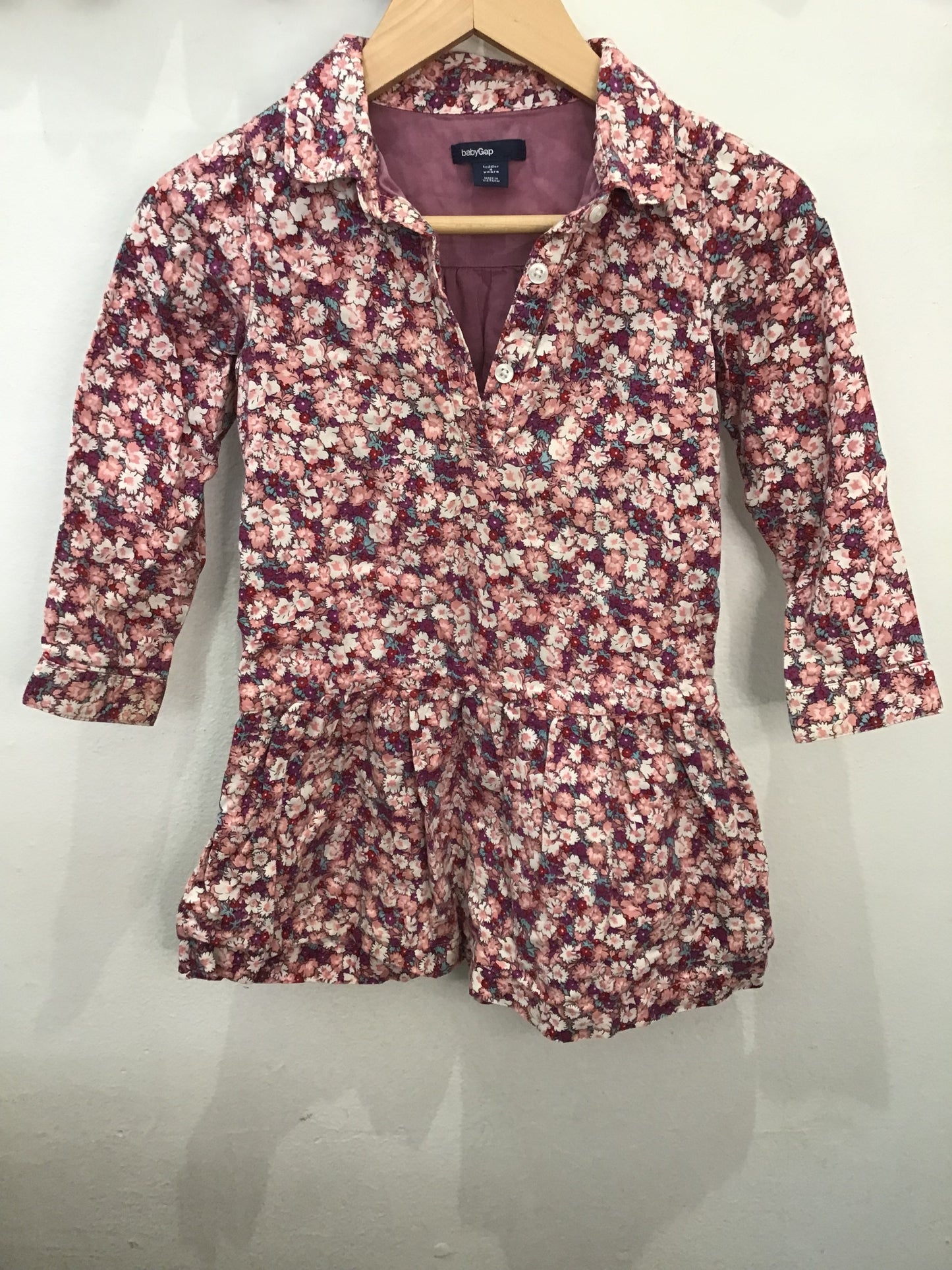 Purple flowery shirt dress 4y