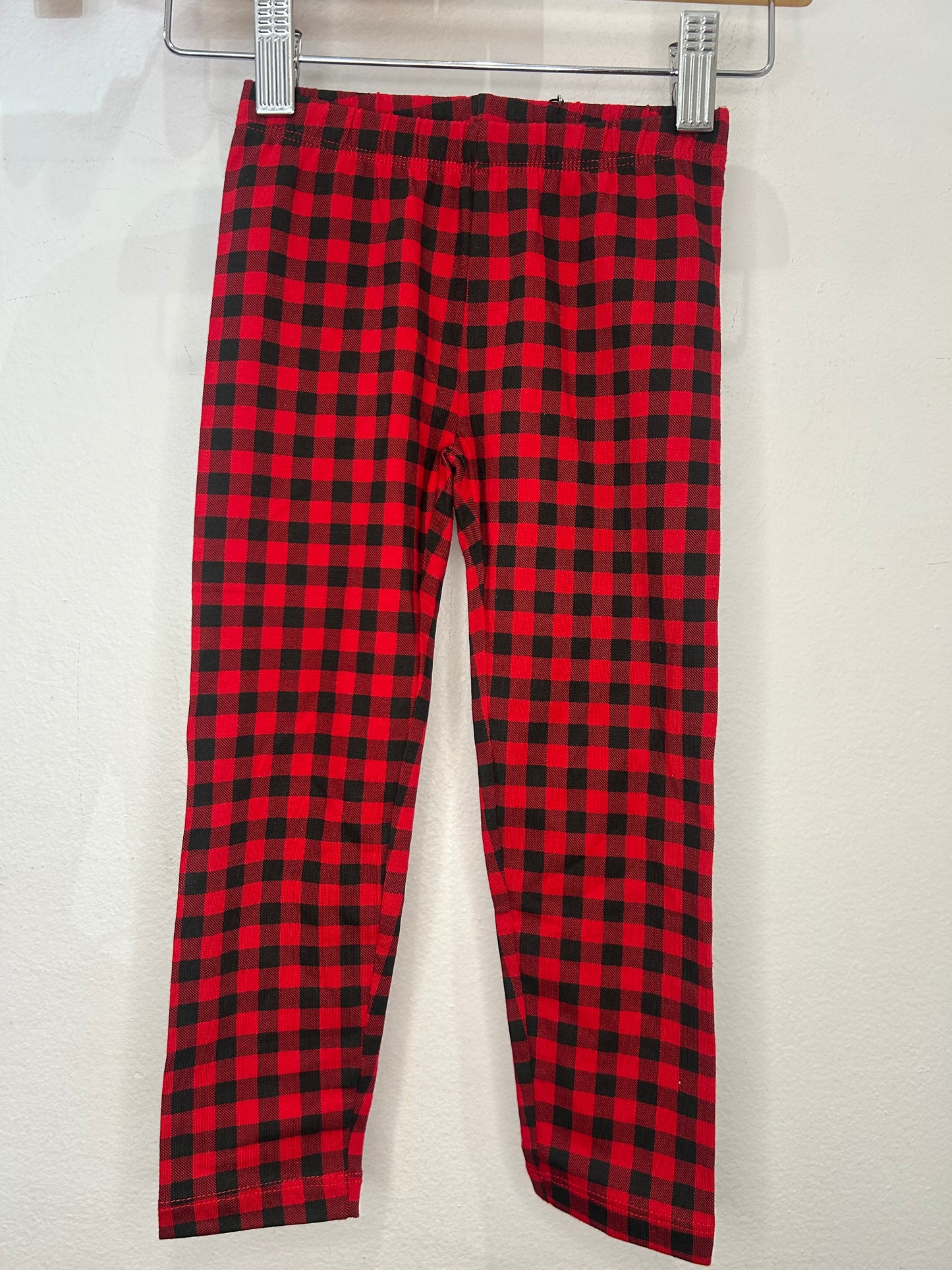 Red checkered leggings 3y