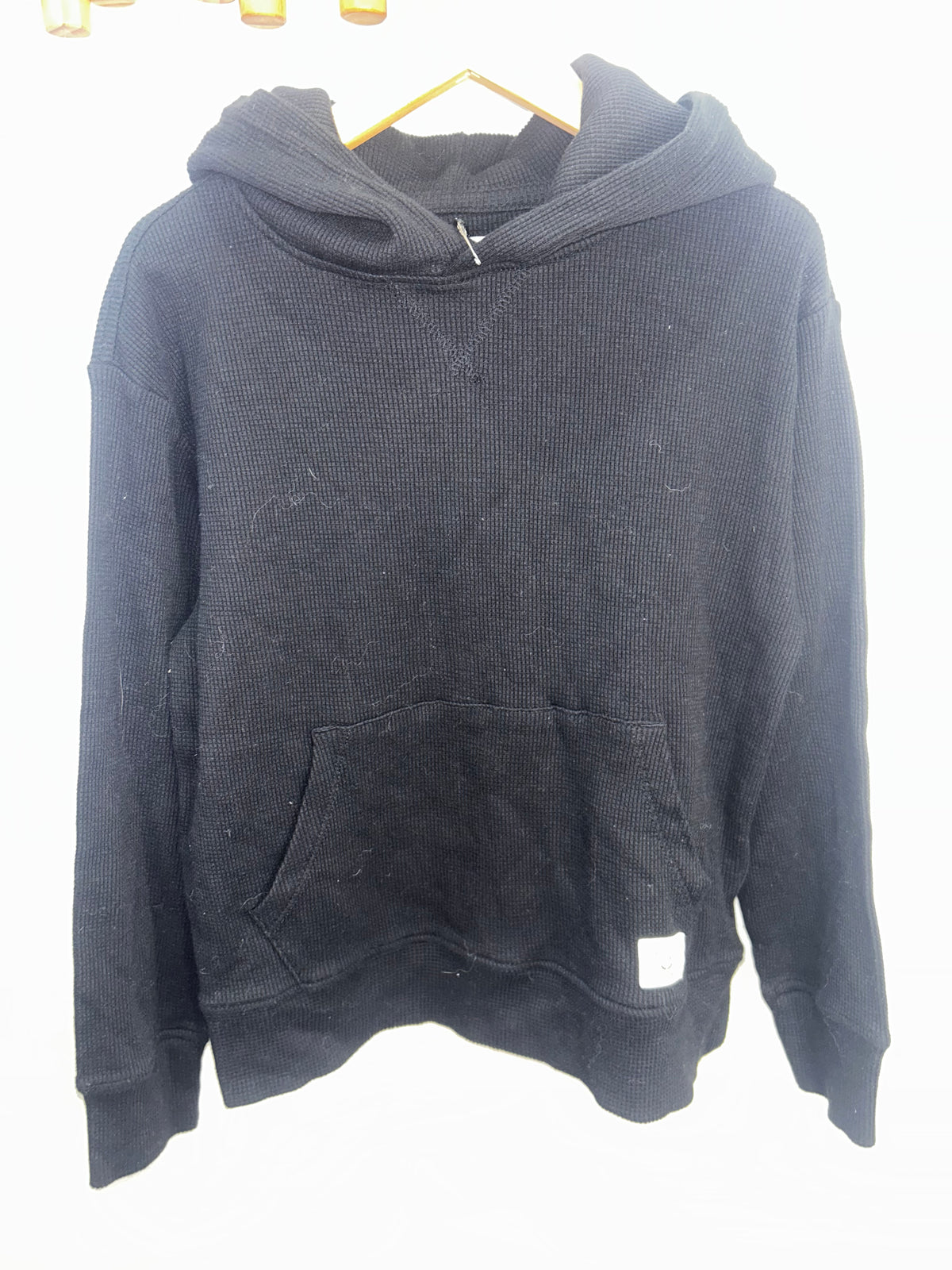 Black waffle hoodie 8-9y