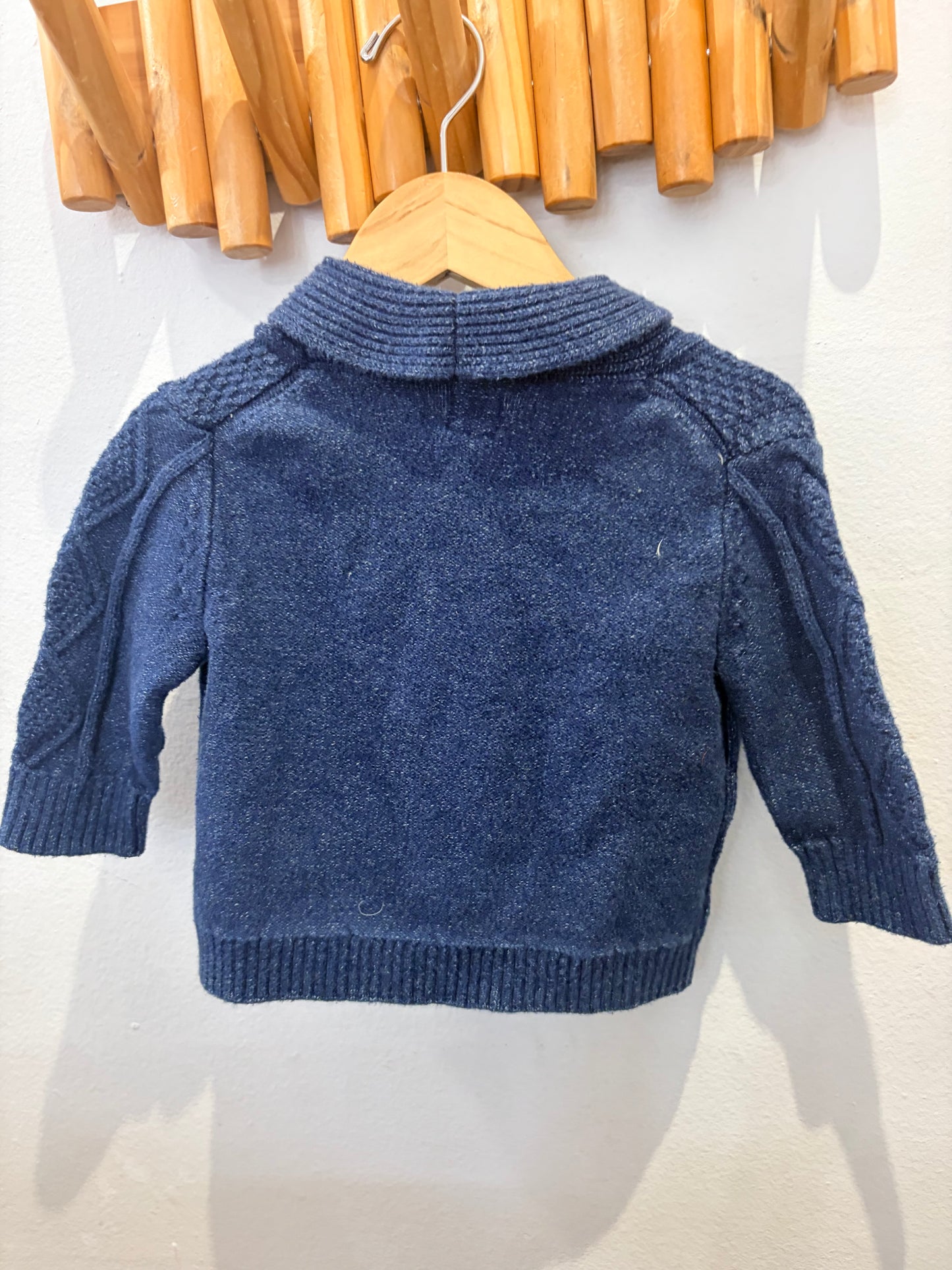 Speckled blue collared sweater 6-12m