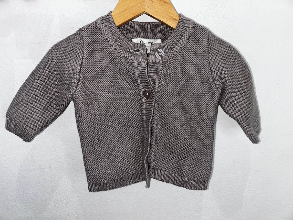 Quince grey cardigan 0-3m