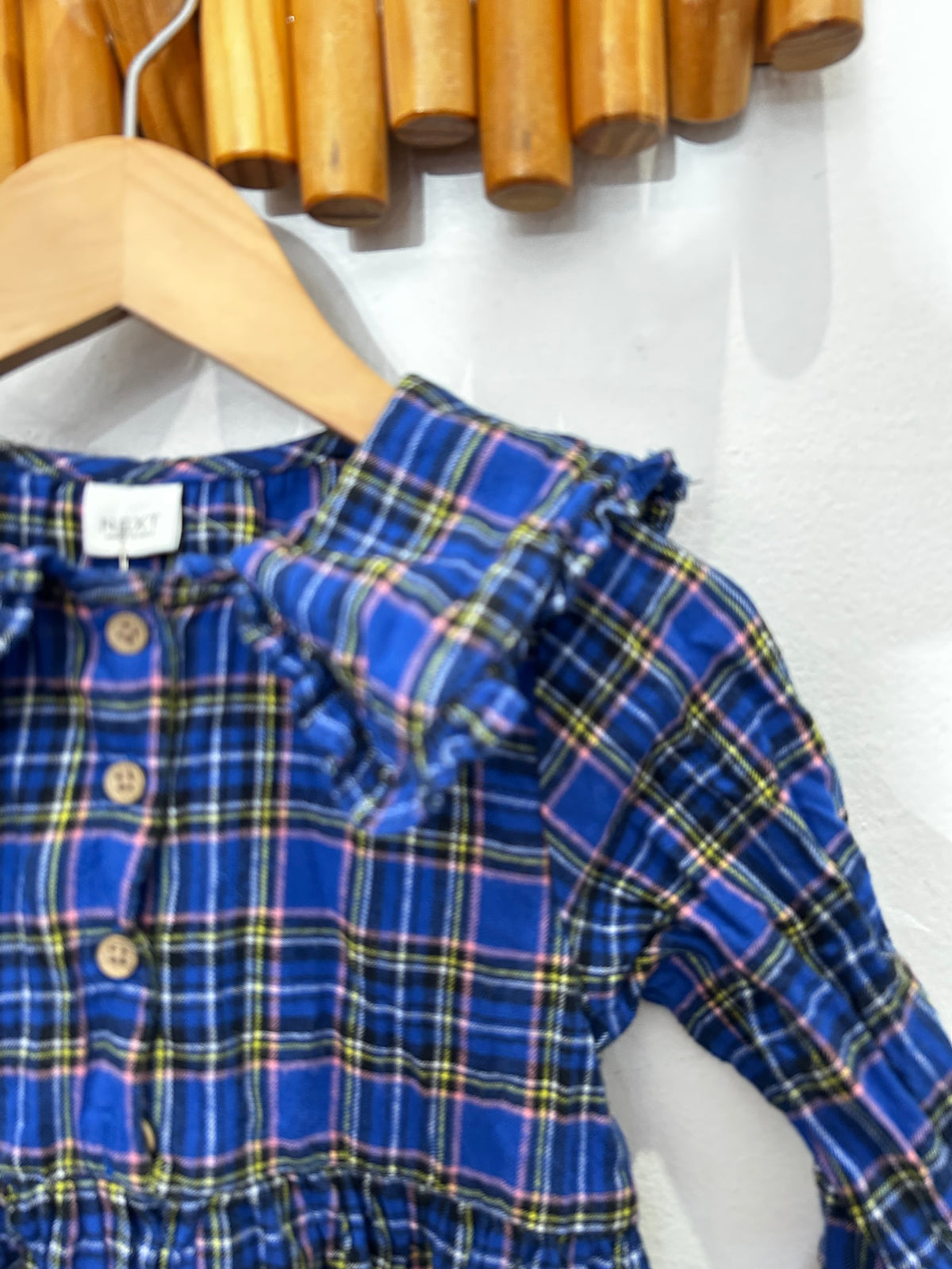 Blue checkered collared dress 5-6y