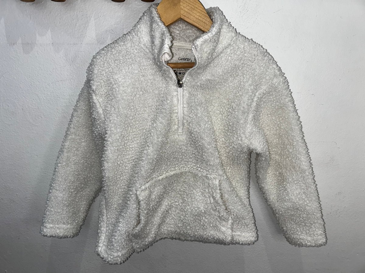 White teddy quarter zip 4y
