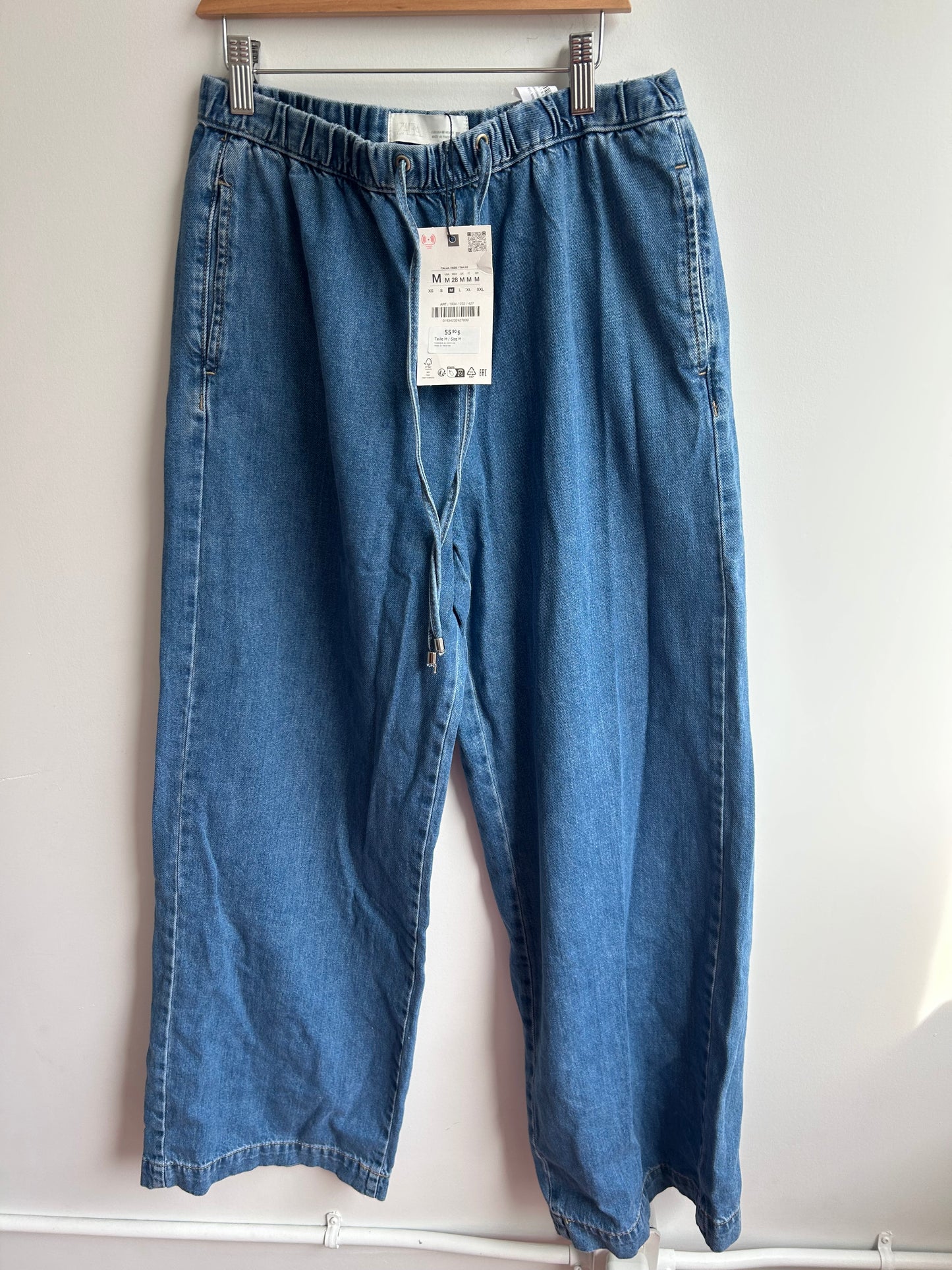 Drawstring wide leg jeans M NEW