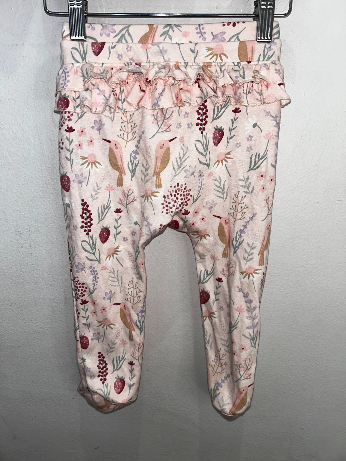 Pink footed forest print pants 12-18m