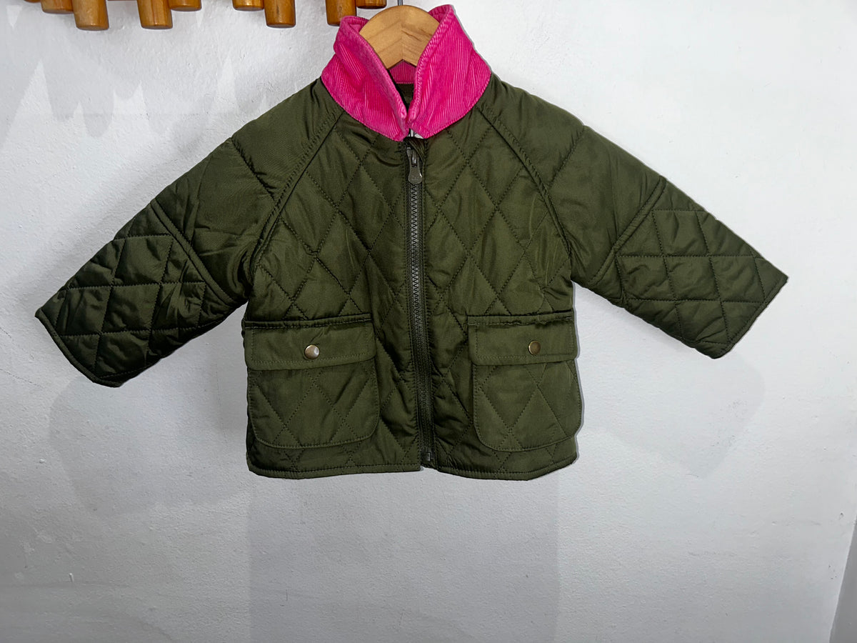 Pink collar quilted jacket 12-18m