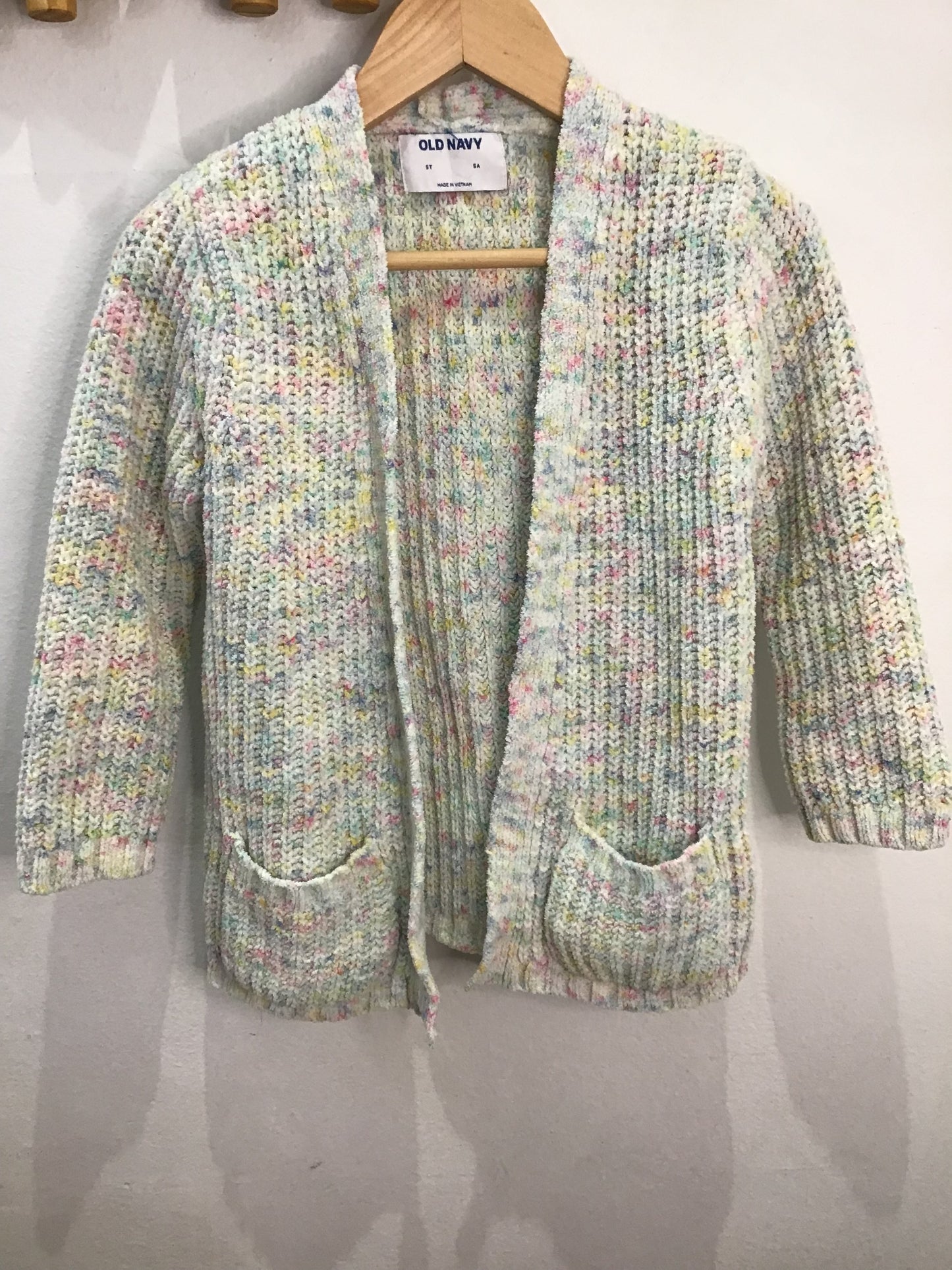 Soft pastel speckles cardigan 5y