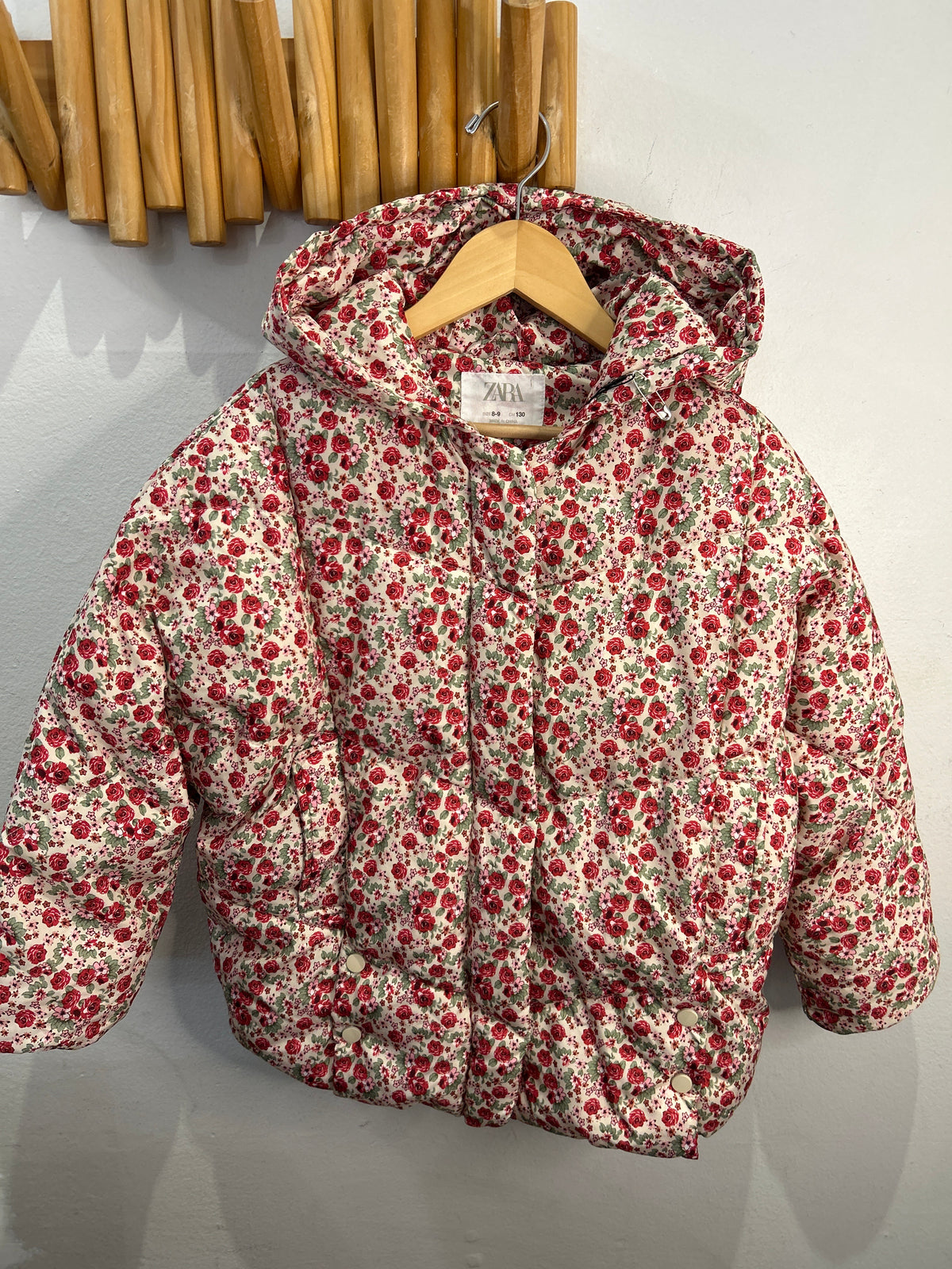 Roses light weight puffer jacket 8-9y