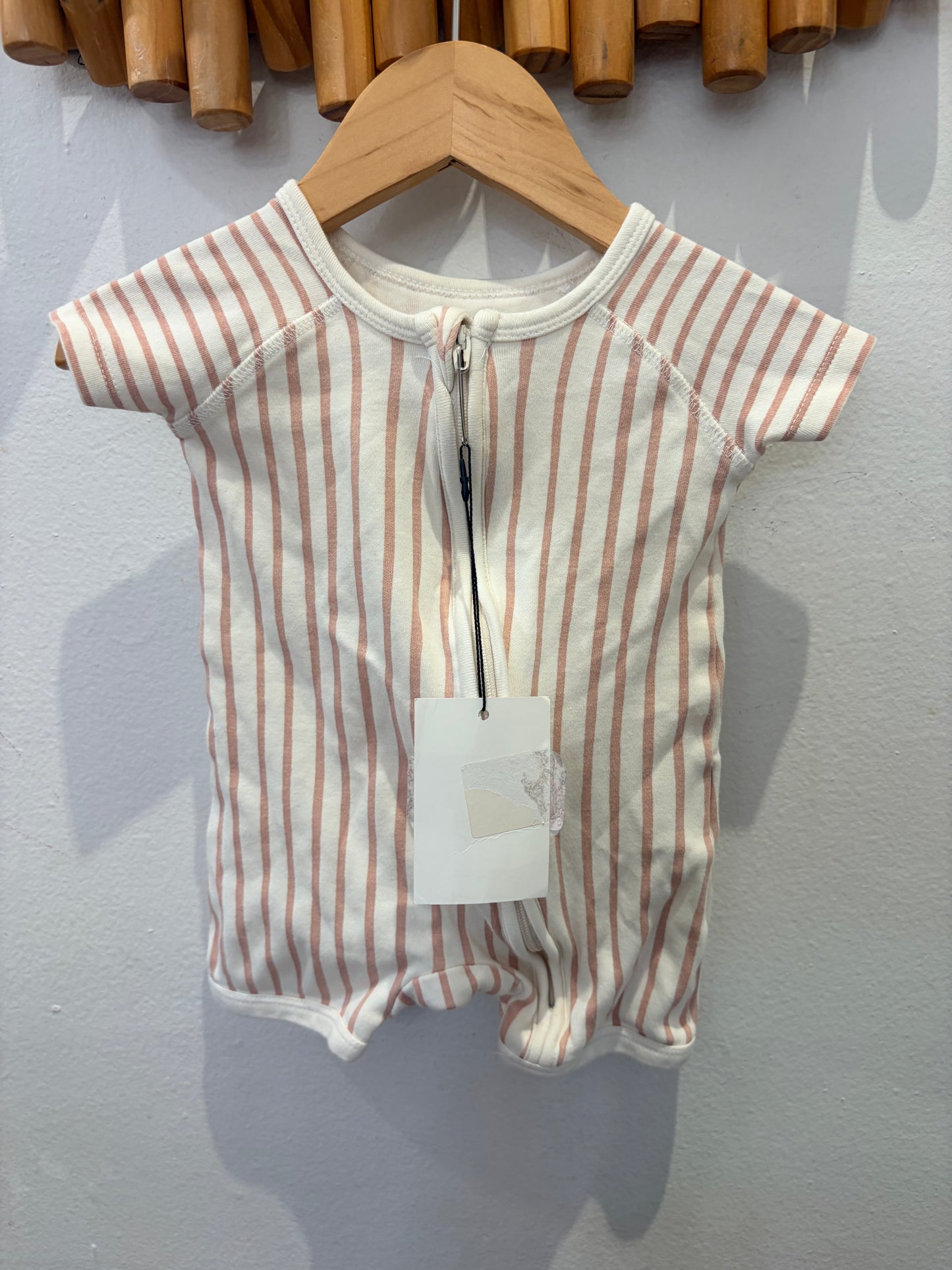 Pehr pink vertical shorty romper 0-3m