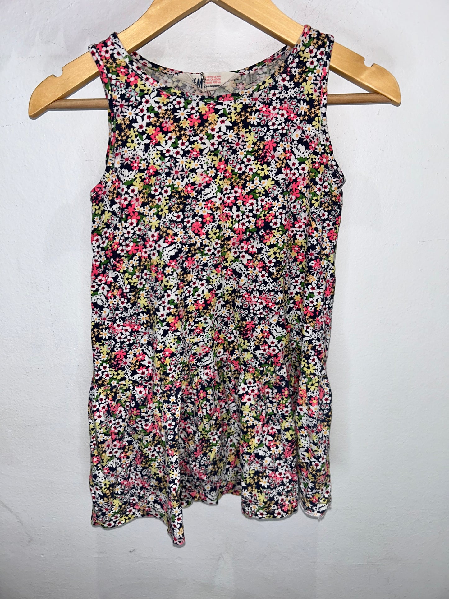 Floral drop waist tank dress 4-6y