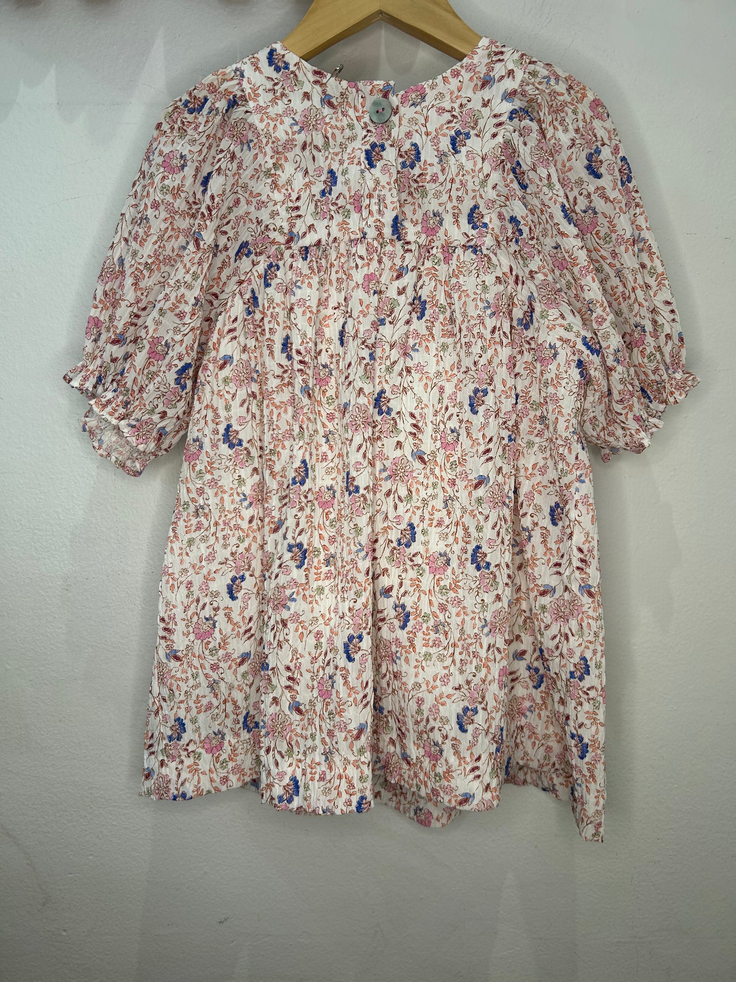 Pleated dress garden 3-4y