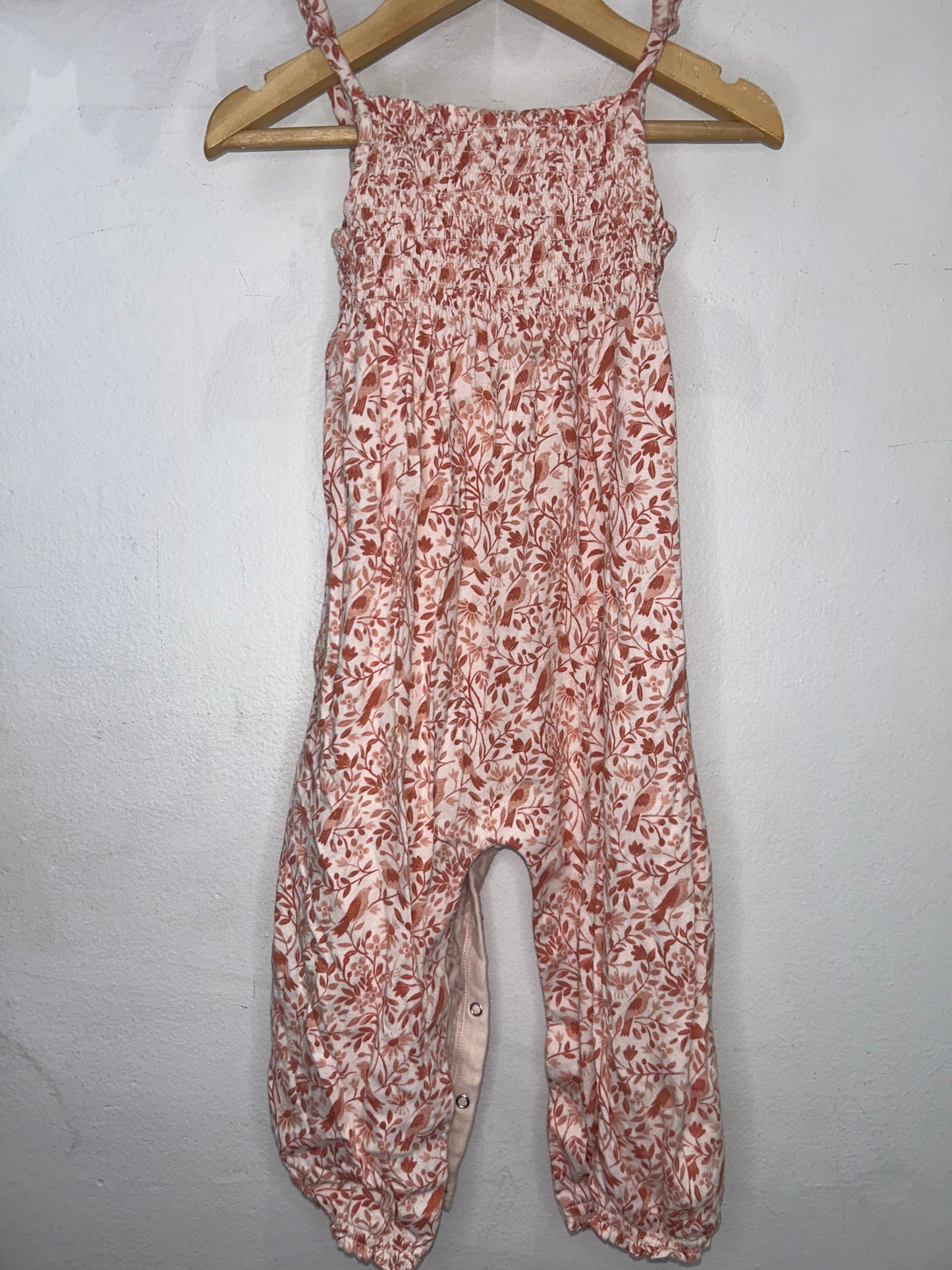 Bird print romper smocked 2y