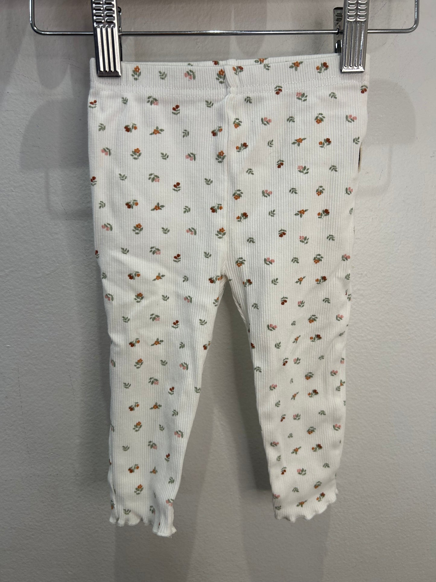 White floral ribbed pants 12m
