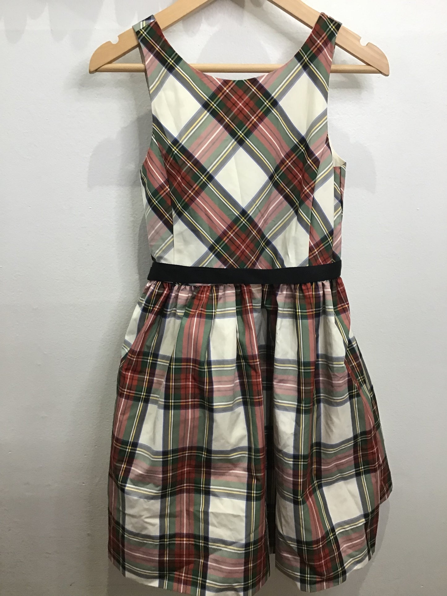 Fancy satin plaid print dress 7y