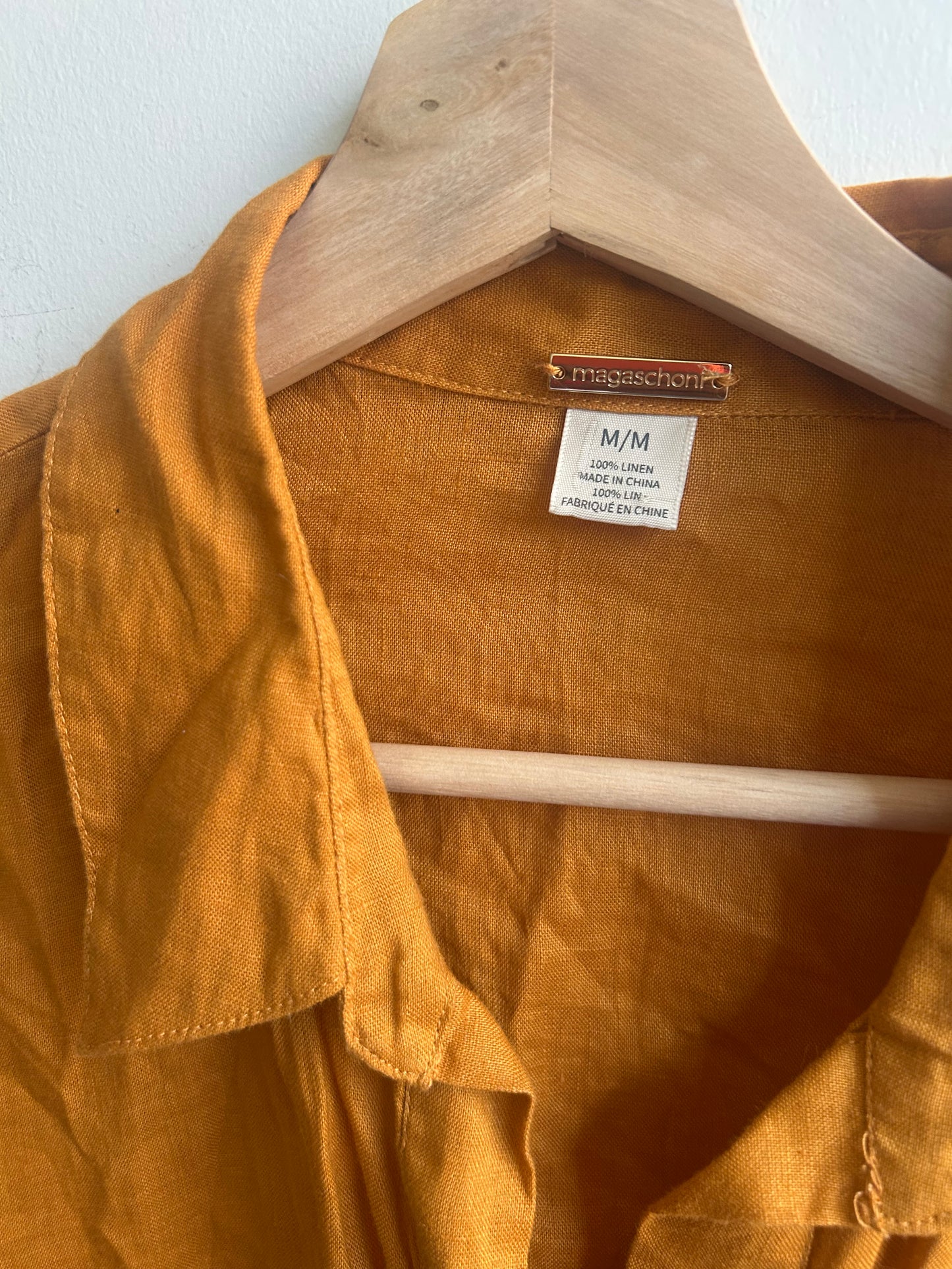 Brown linen dress shirt M