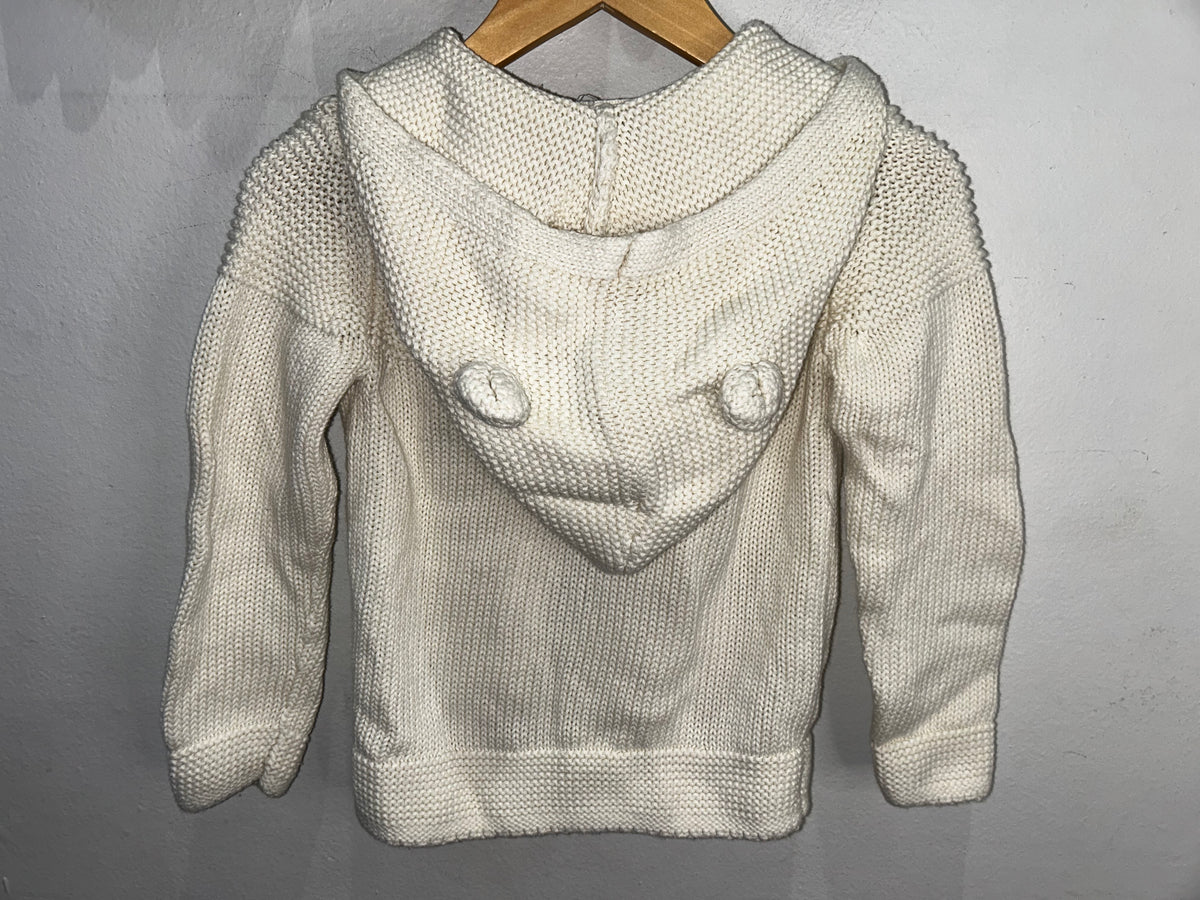 Cream knit zip-up 5y