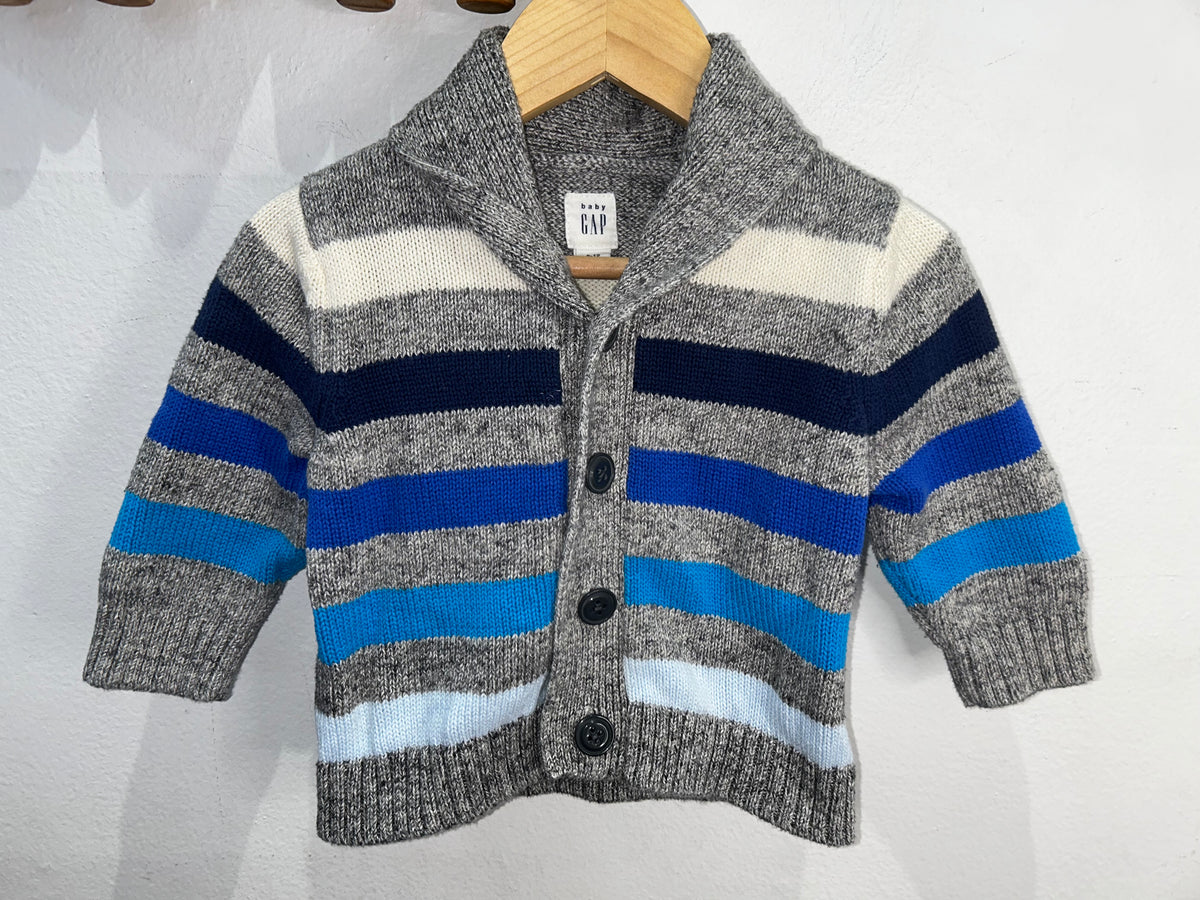 Bluestripe collared cardigan 6-12m