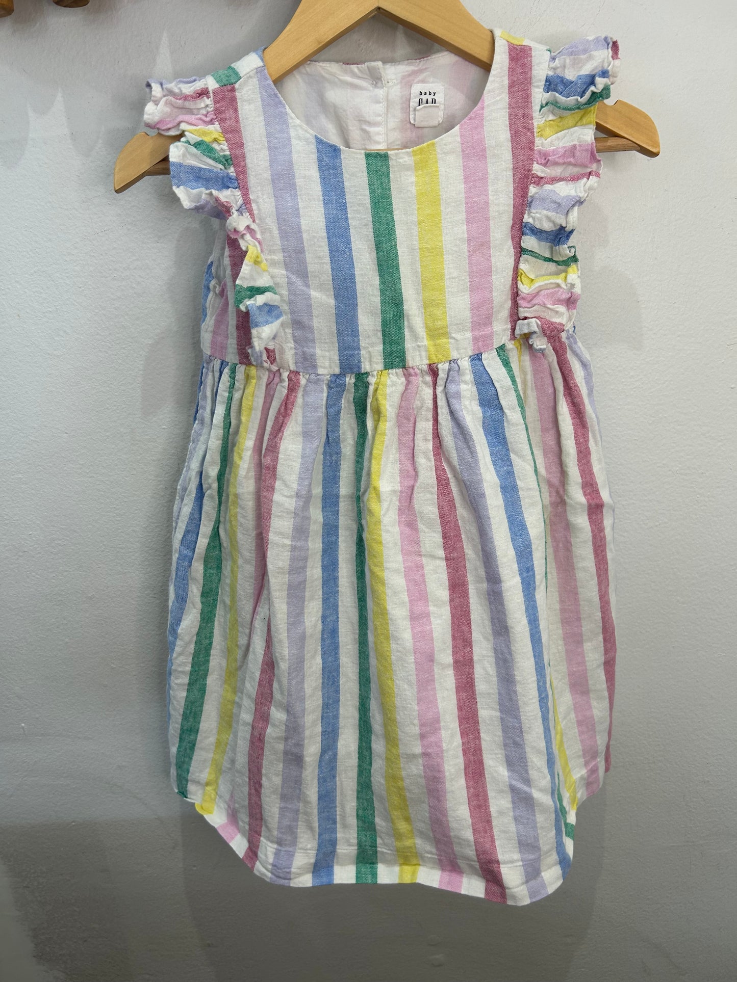 Linen blend stripes (lined) dress 5y
