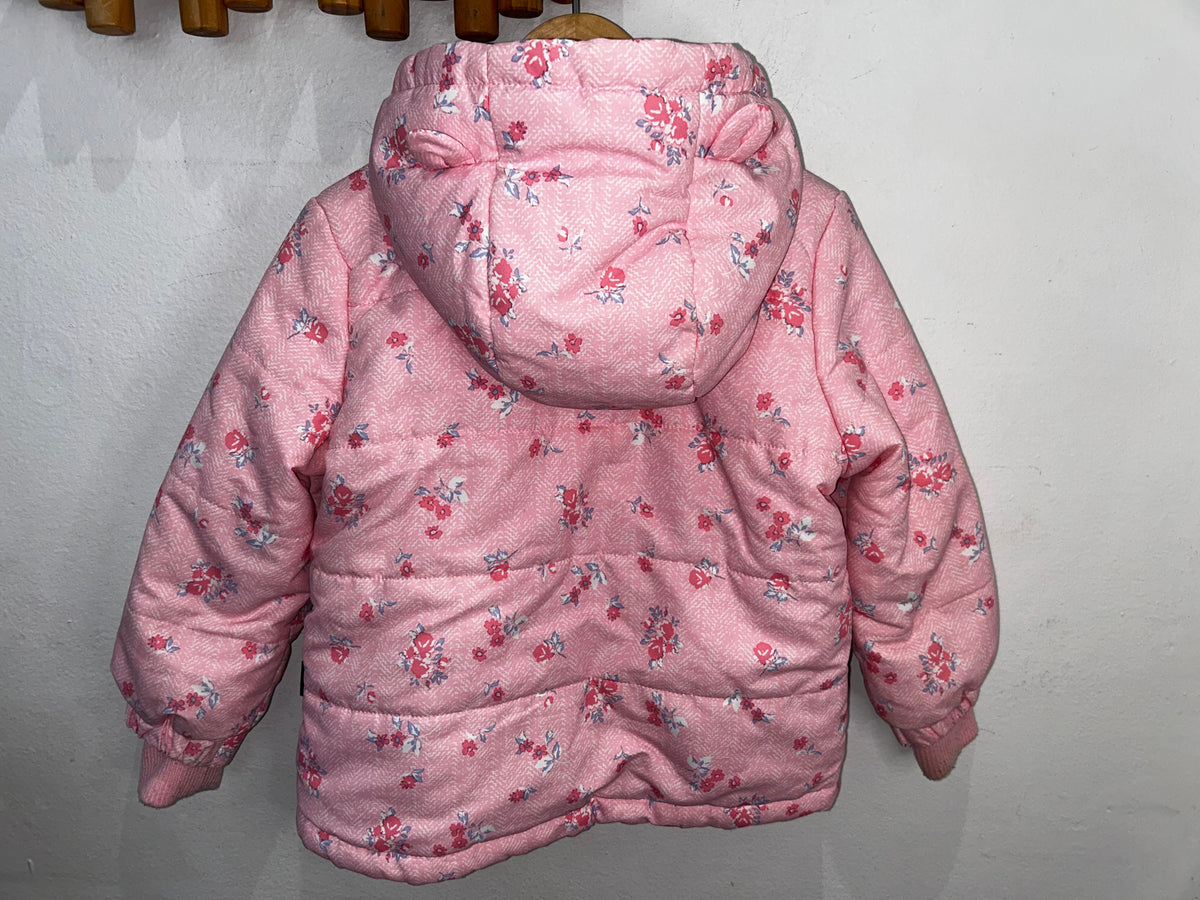 Pink floral midweight jacket 3y