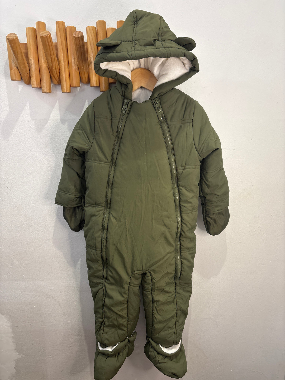 Olive snowsuit 24m