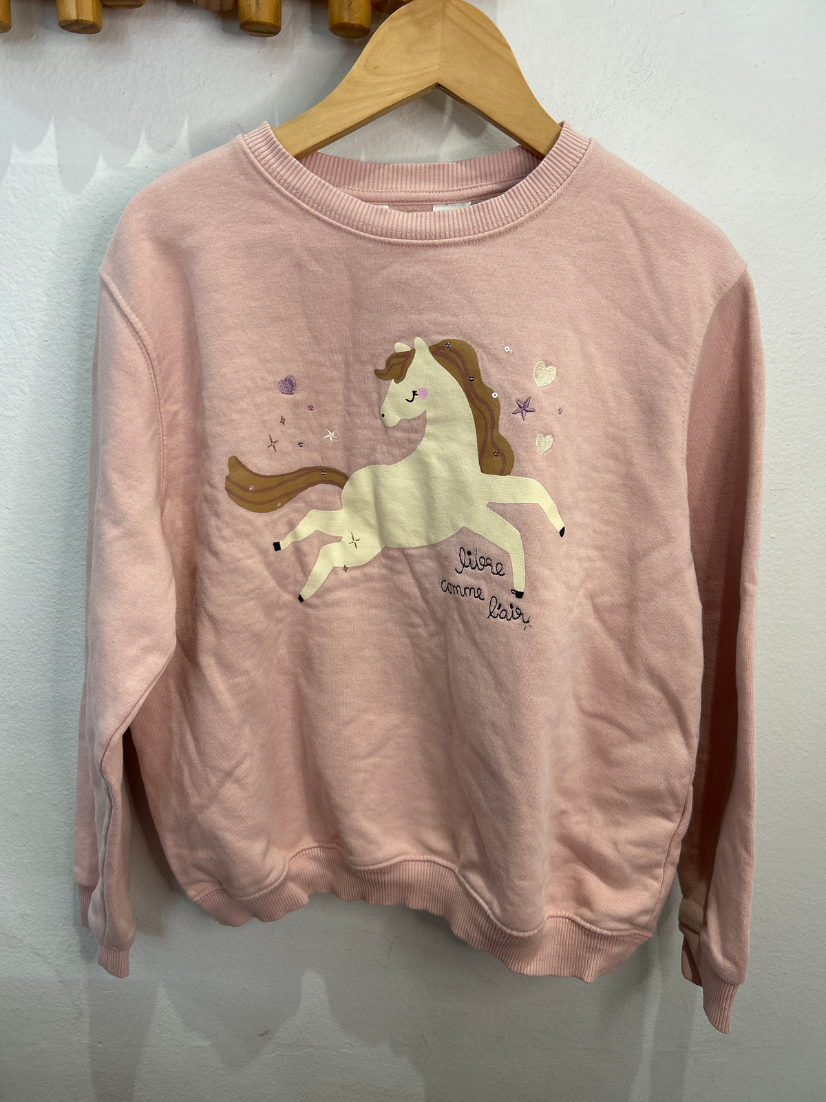 Unicorn pink pullover 8-10y