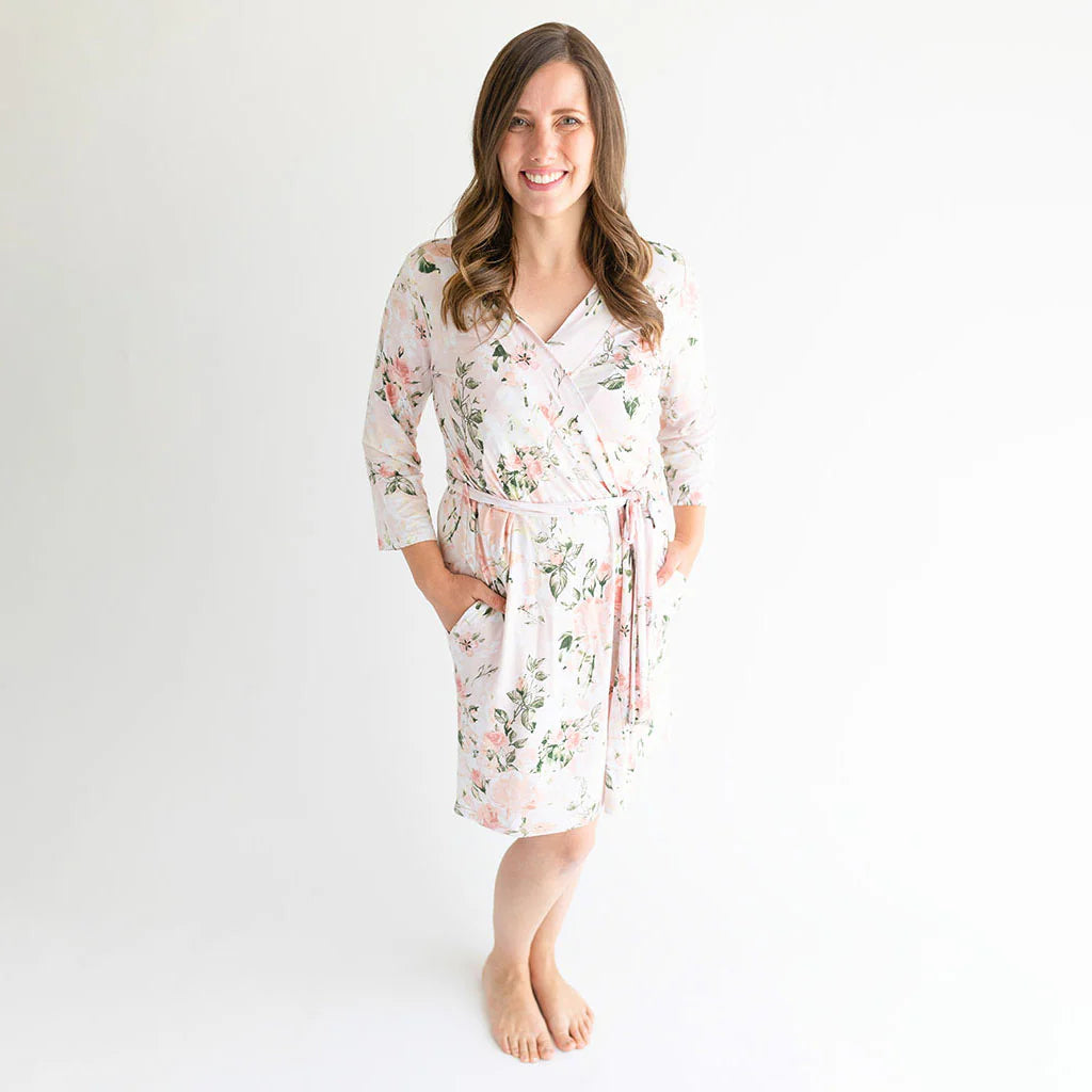 Blue floral bamboo robe S/M