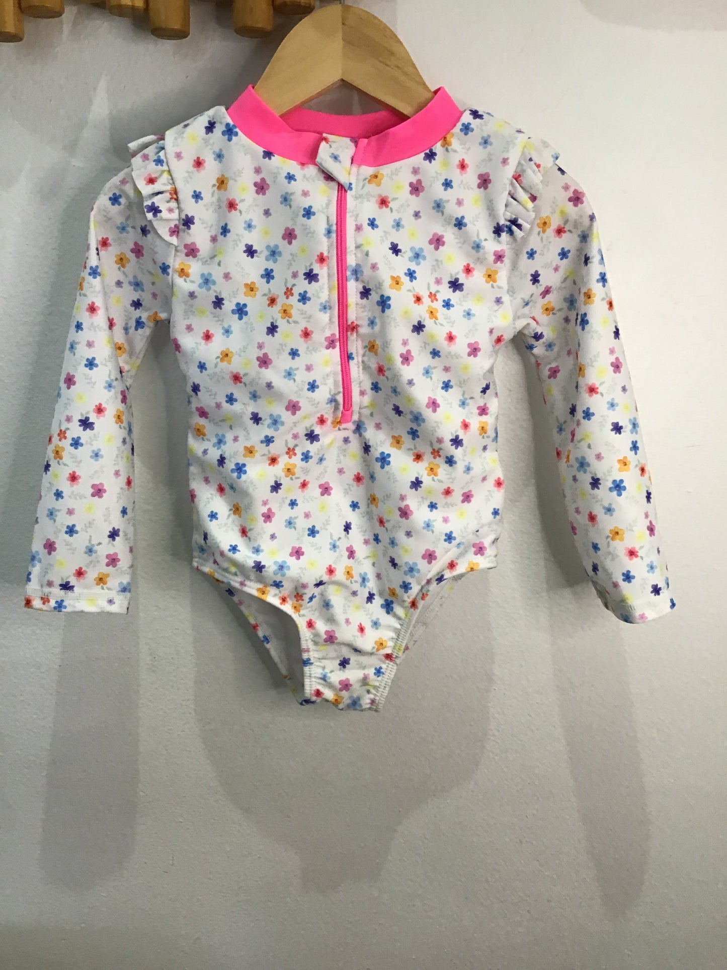 Swimsuit little painted flowers 2y
