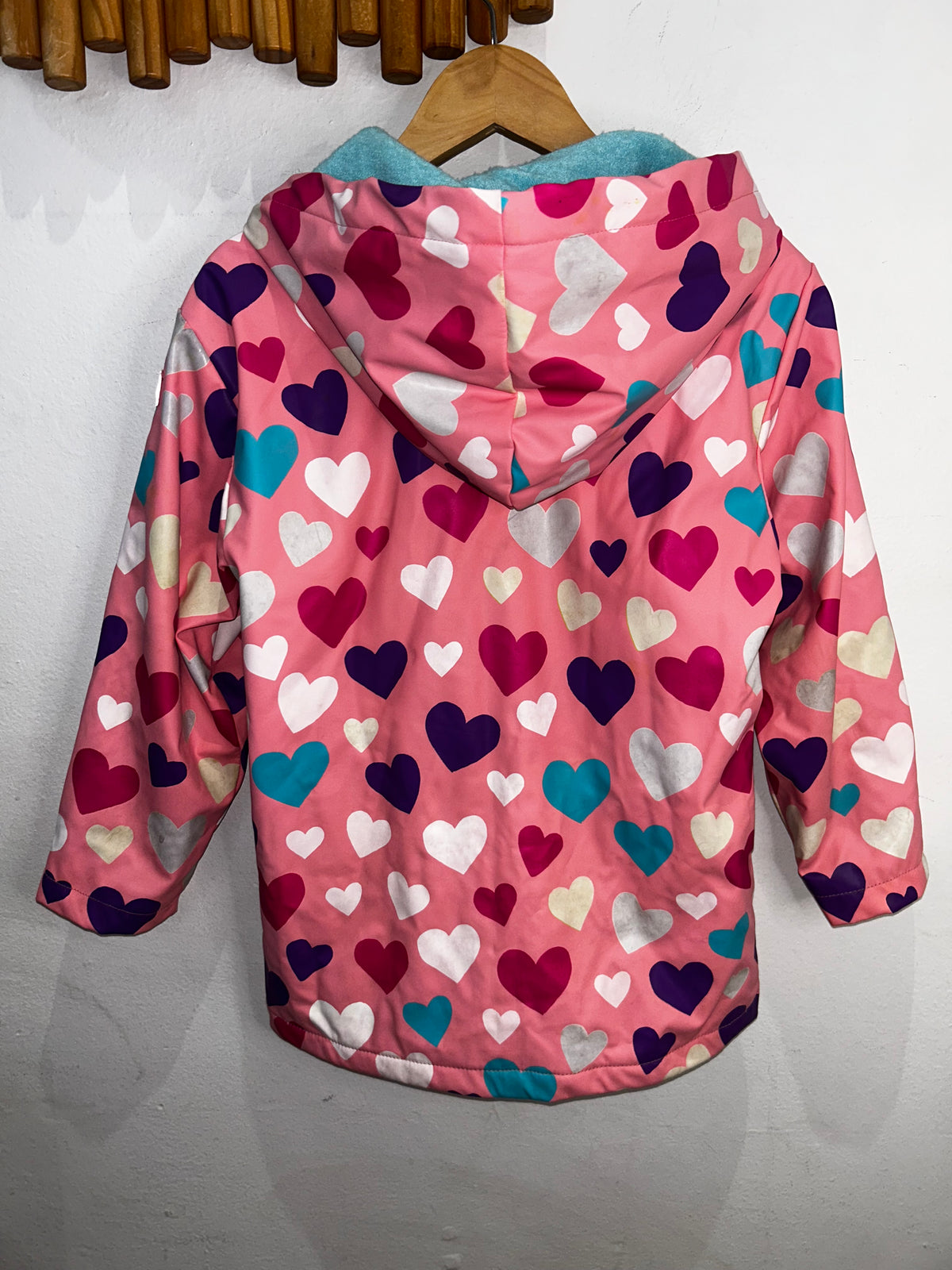 Hatley peach hearts rain jacket 6y