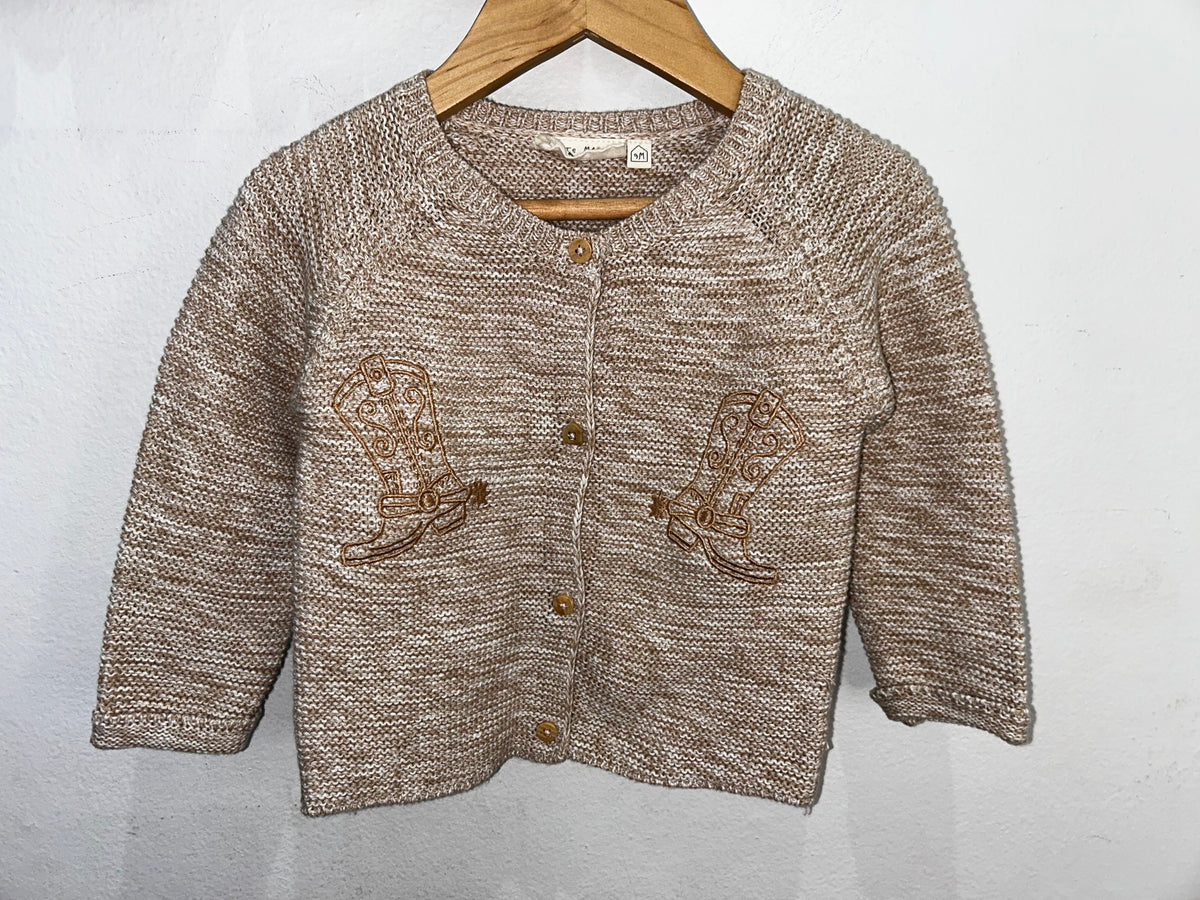Cowboy boot knit cardigan 9m