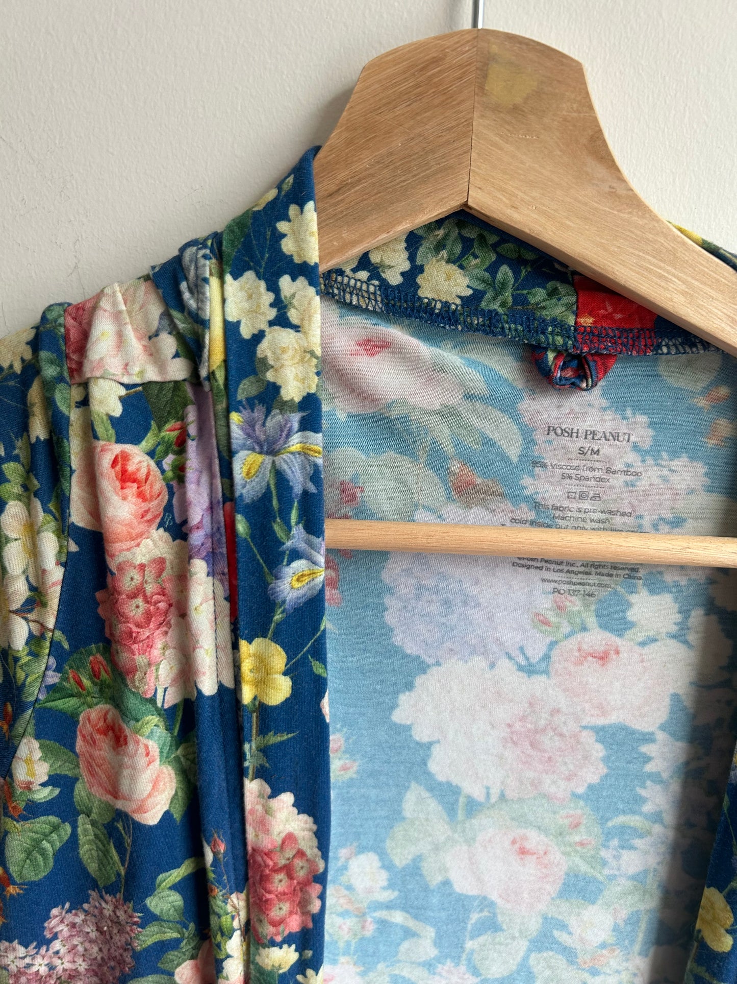 Blue floral bamboo robe S/M