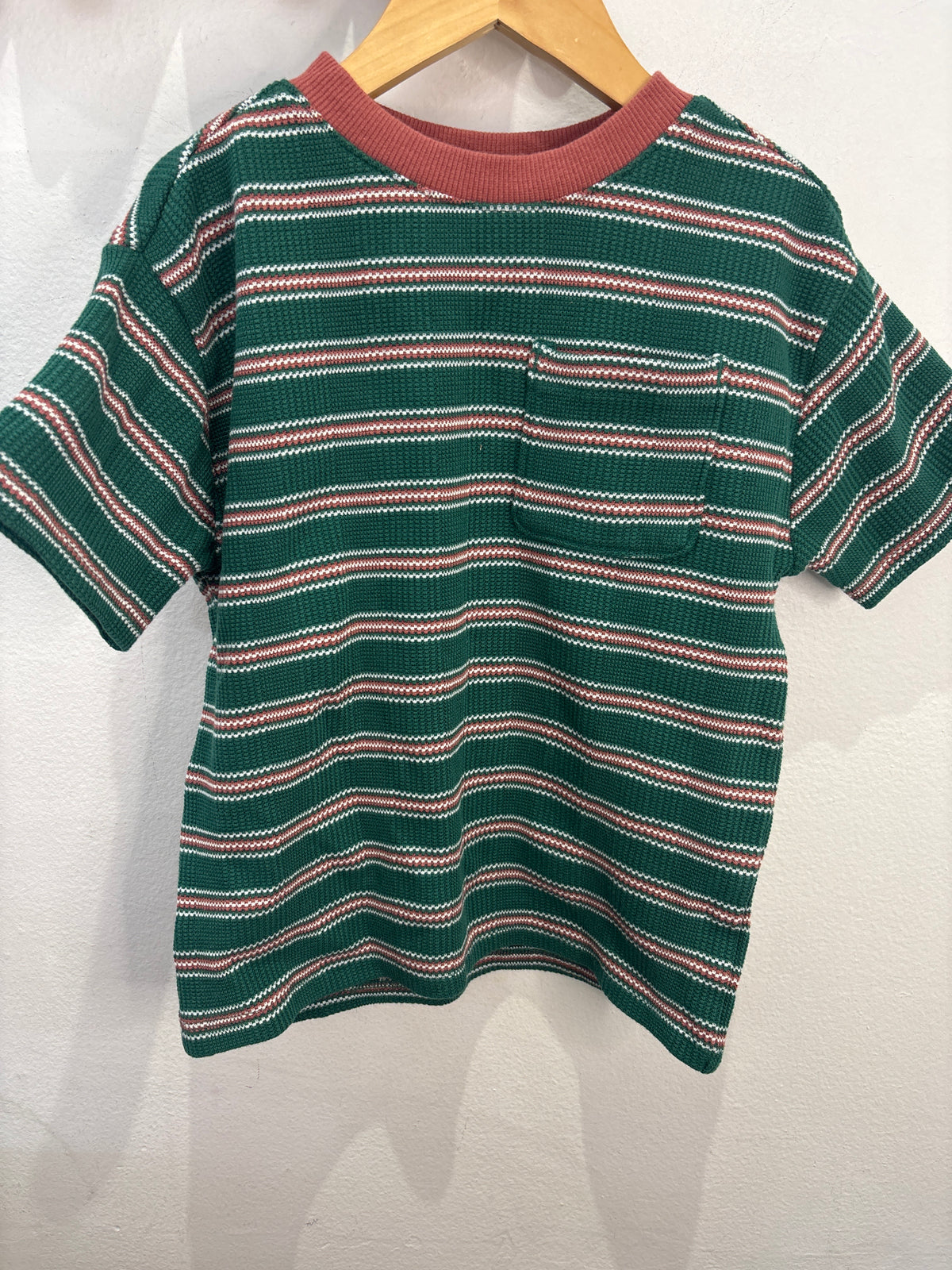 Green striped waffle 4y