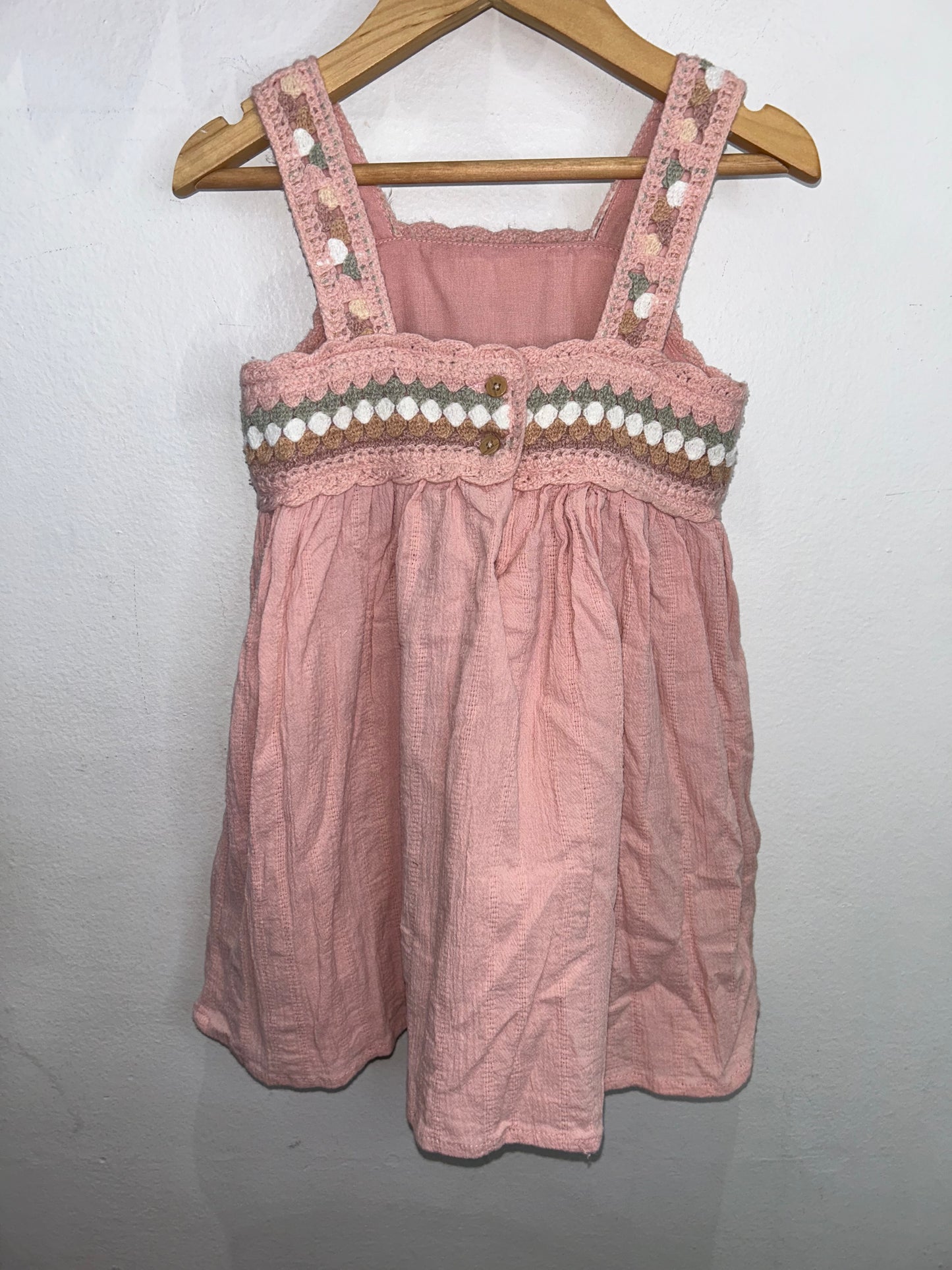 Pink crochet detail dress 3y
