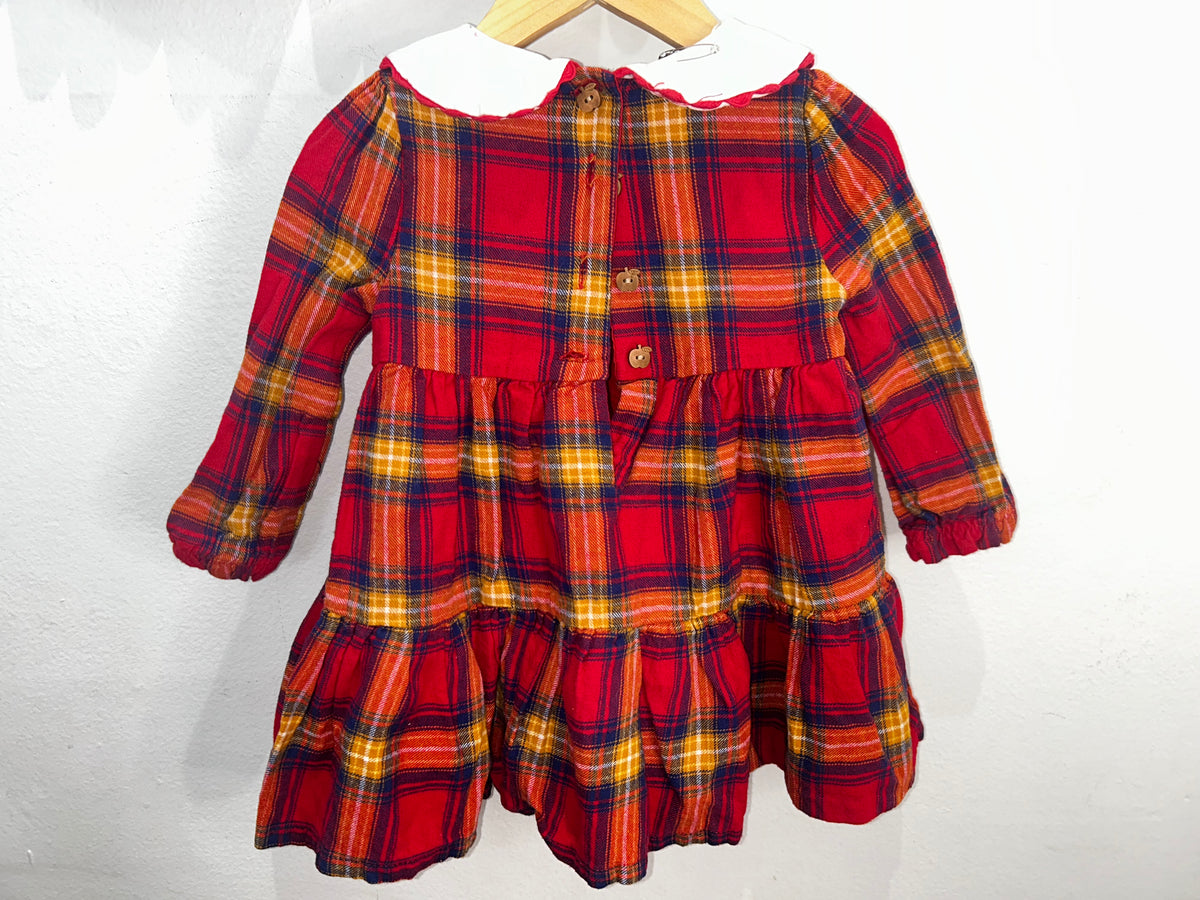 Flannel apple detail dress 12m