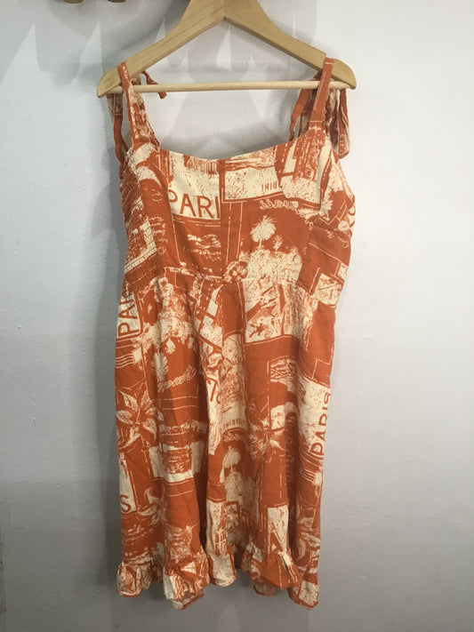 Dress orange print adult XS