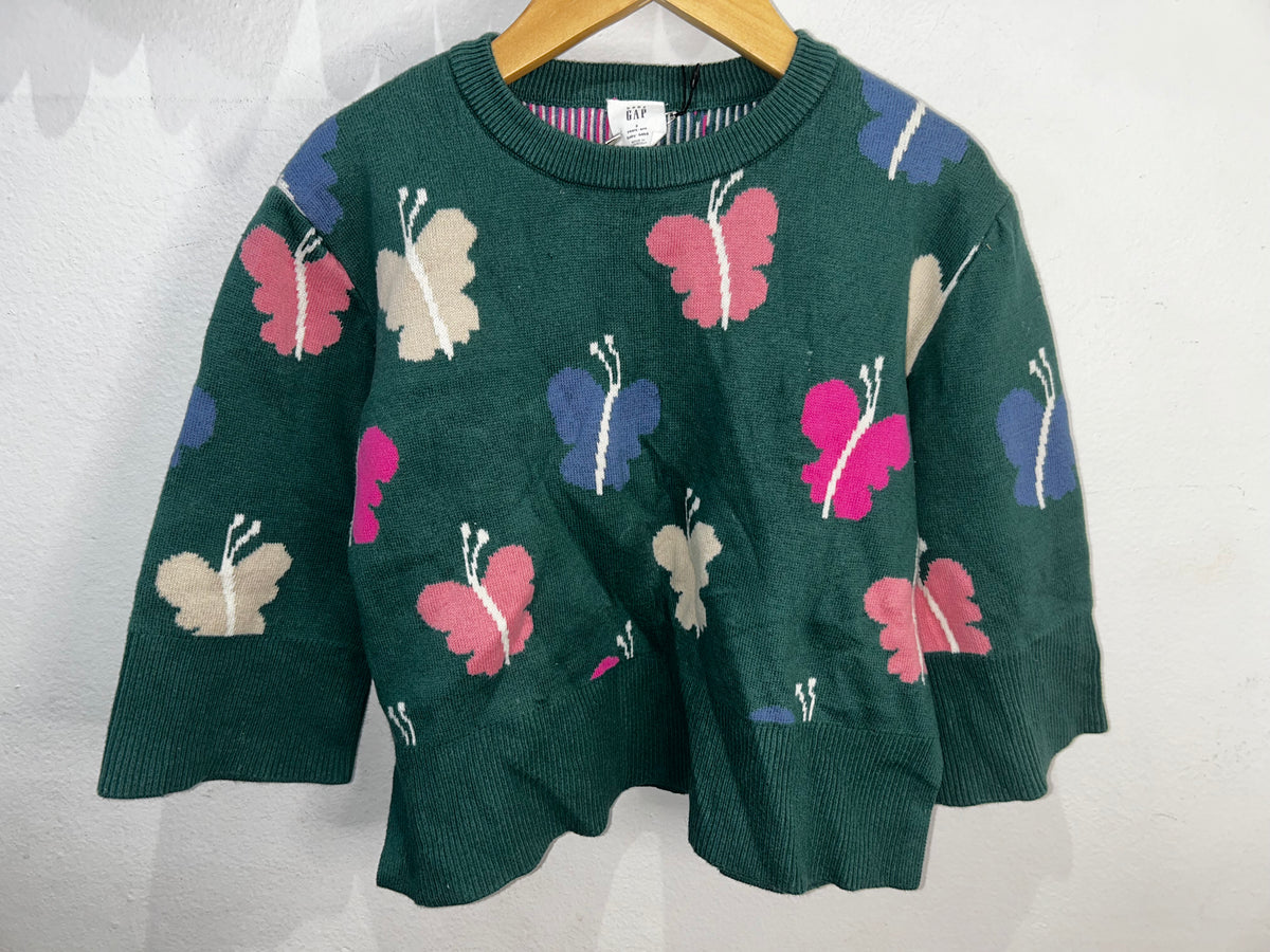 Green butterflies sweater 3y