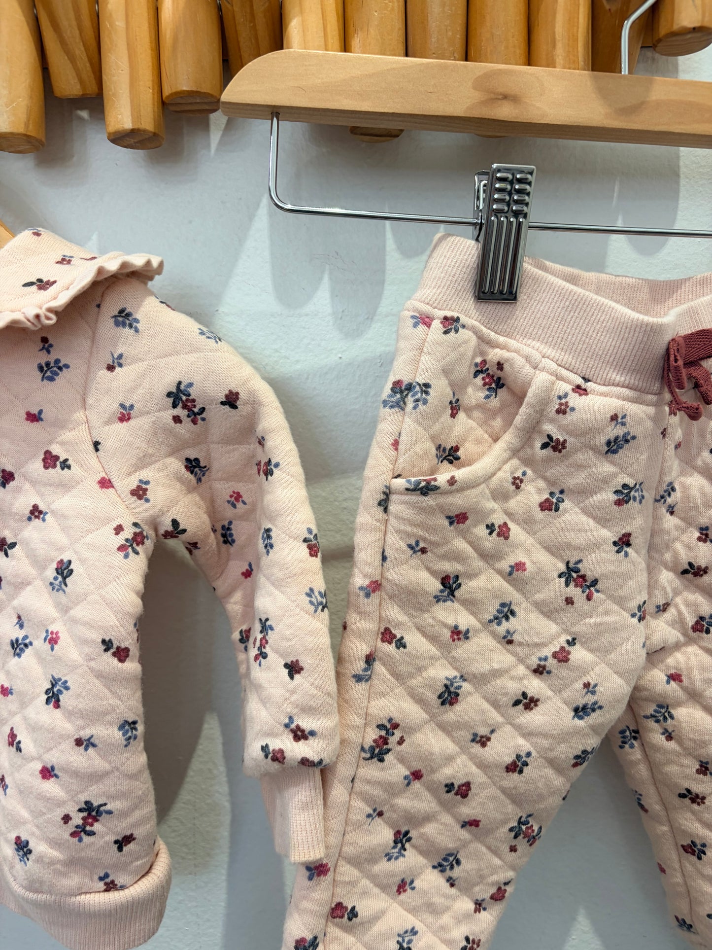 Quilted pink floral set 3-6m
