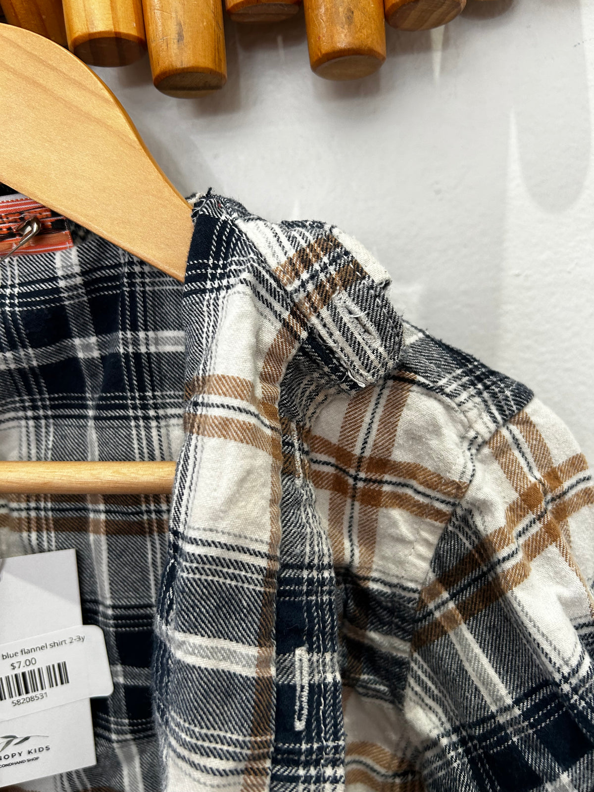 Brown and blue flannel shirt 2-3y
