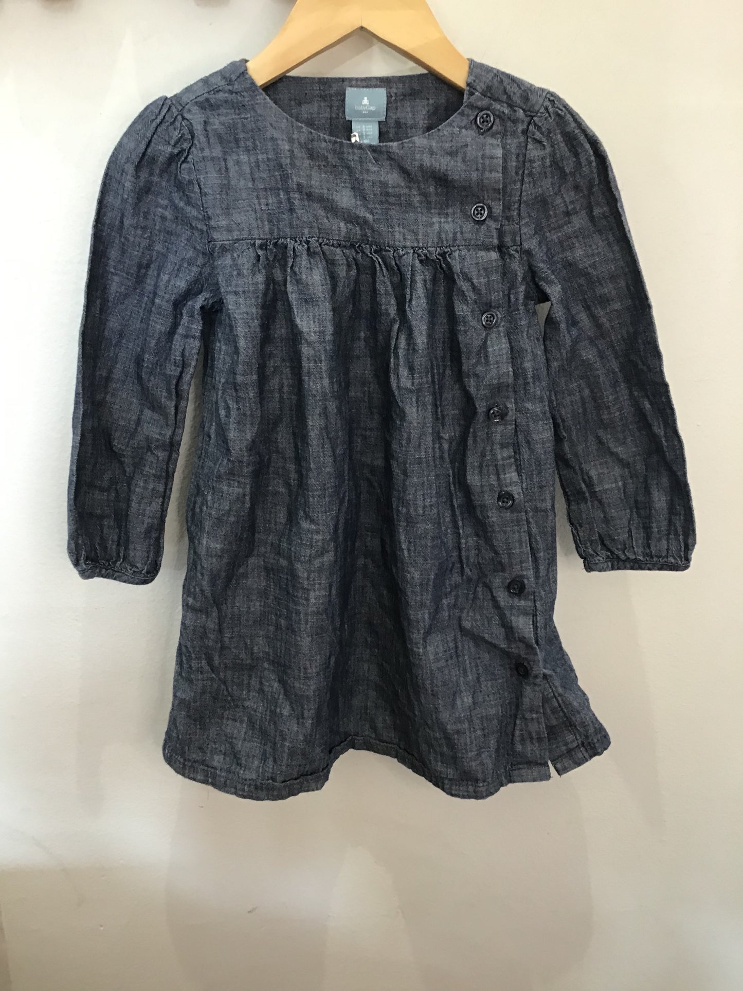 Chambray side button dress 3y