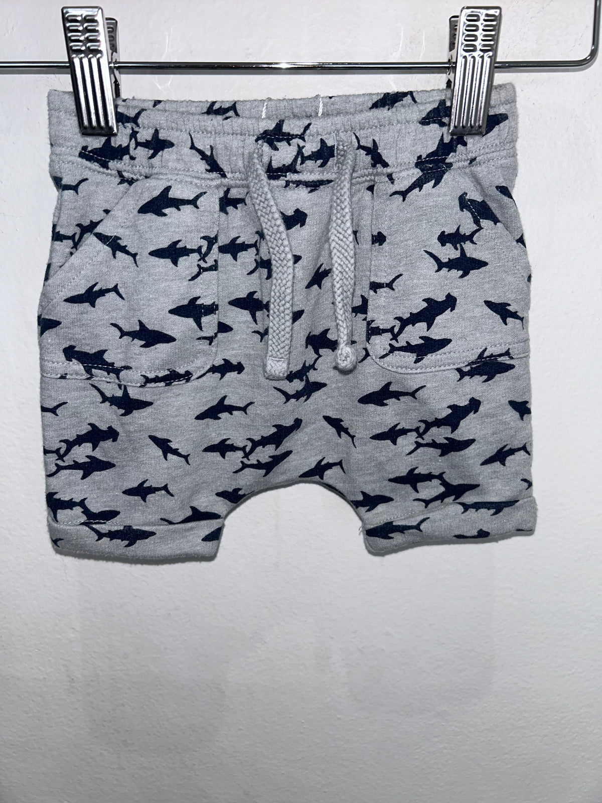 Grey sharks shorts 3-6m