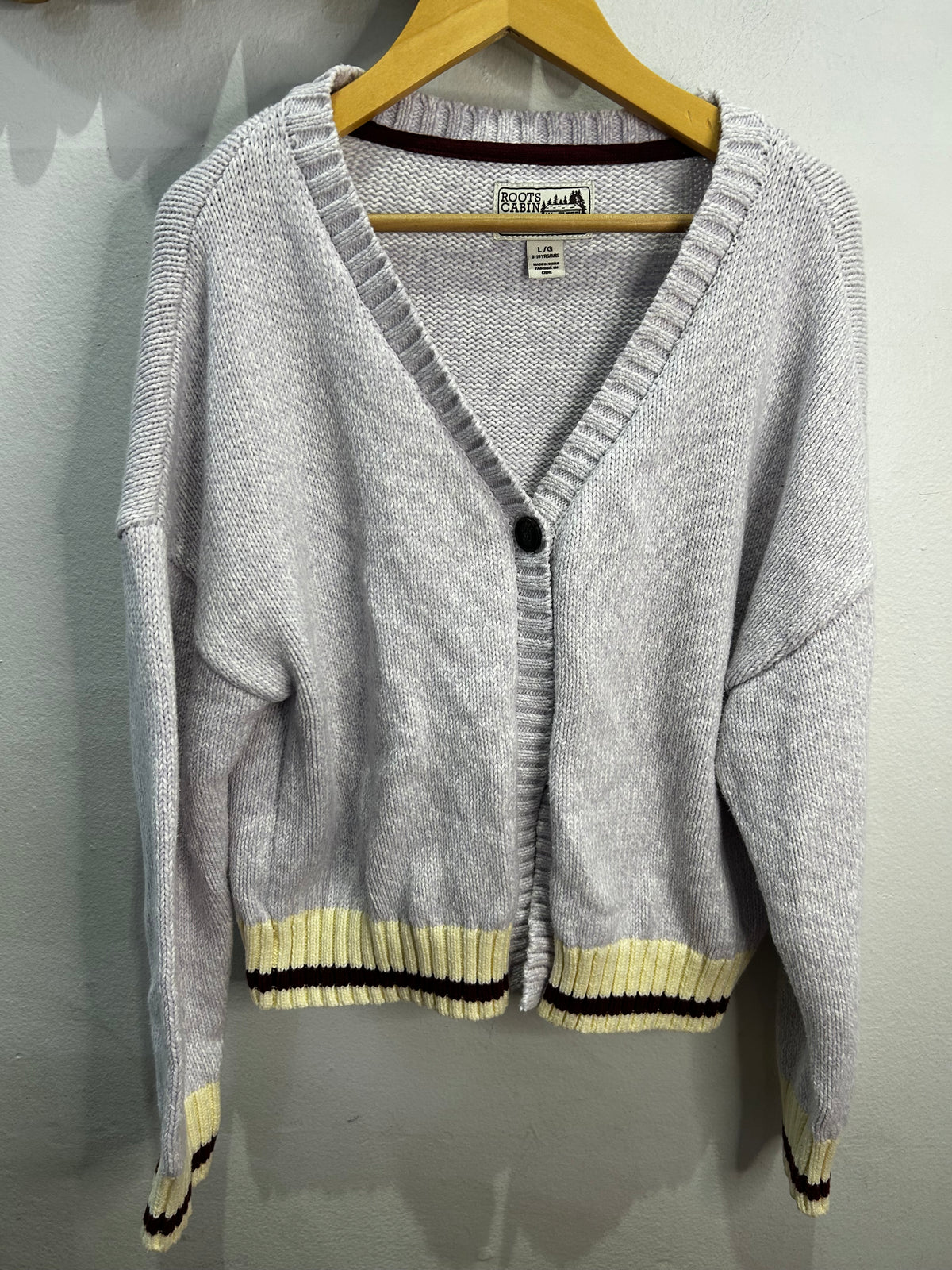 Roots lavender cabin sweater 9-10y
