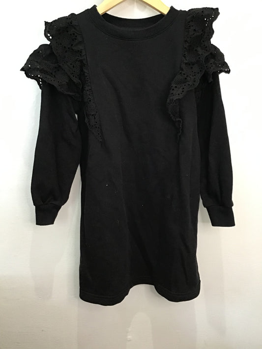Dress pullover black frills 4-6y
