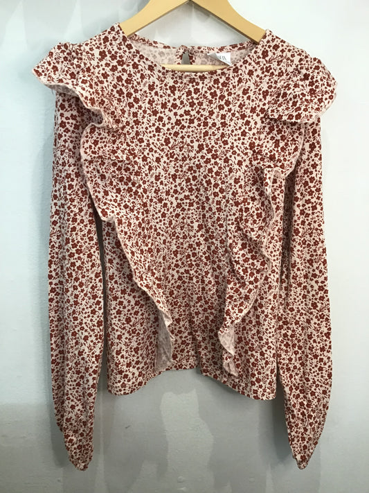 Brown frilly longsleeve 13-14y