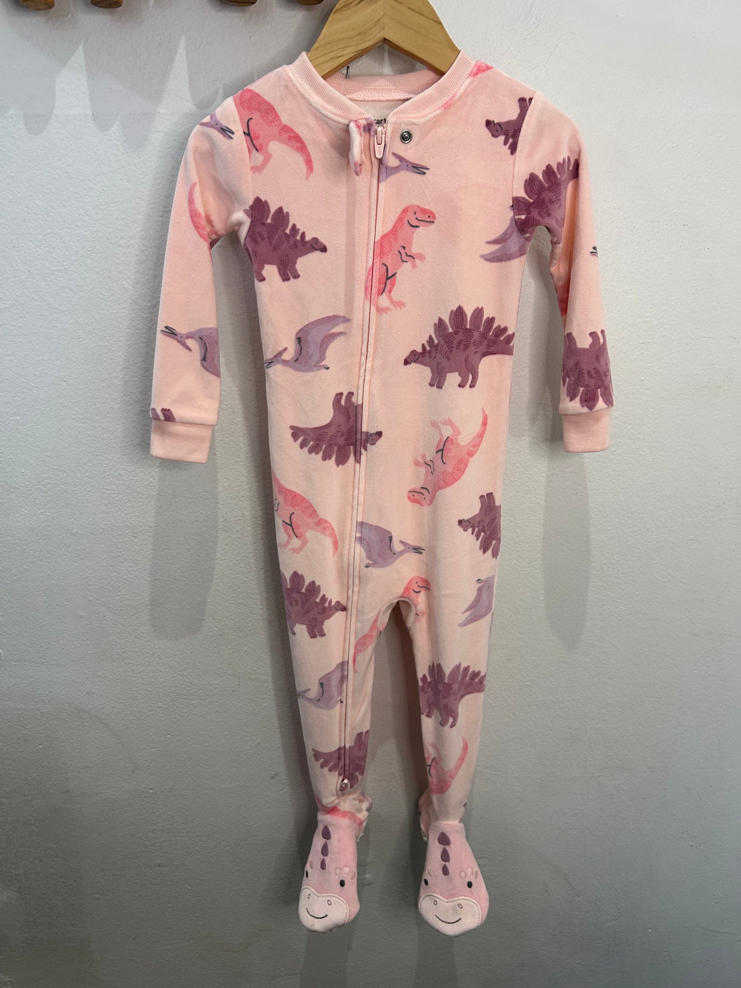 Pink dinos fleece sleeper 18m