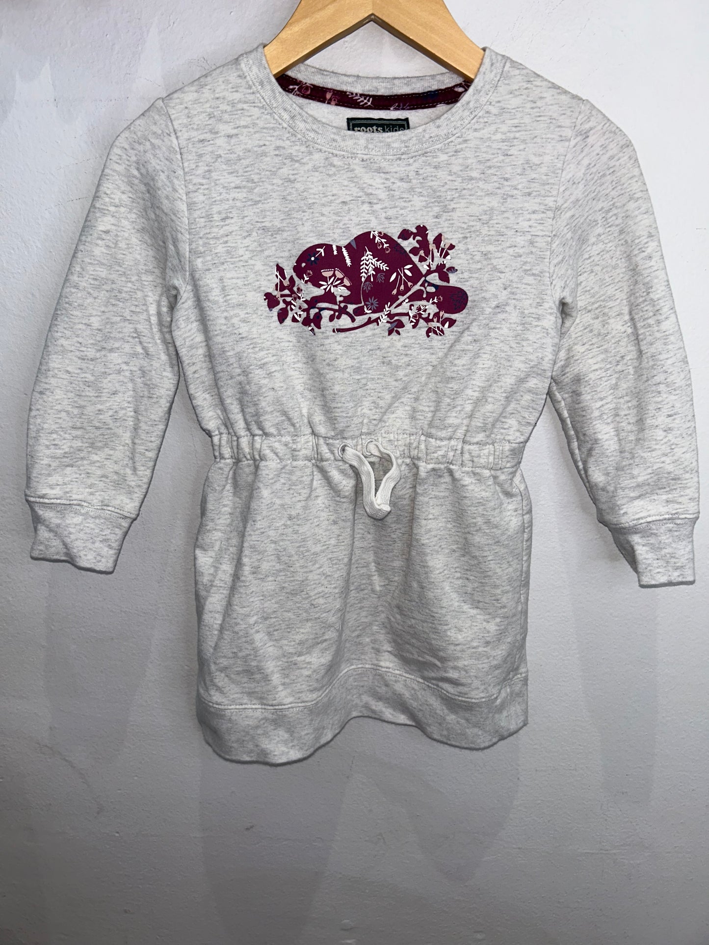 Roots burgundy logo dress 3y