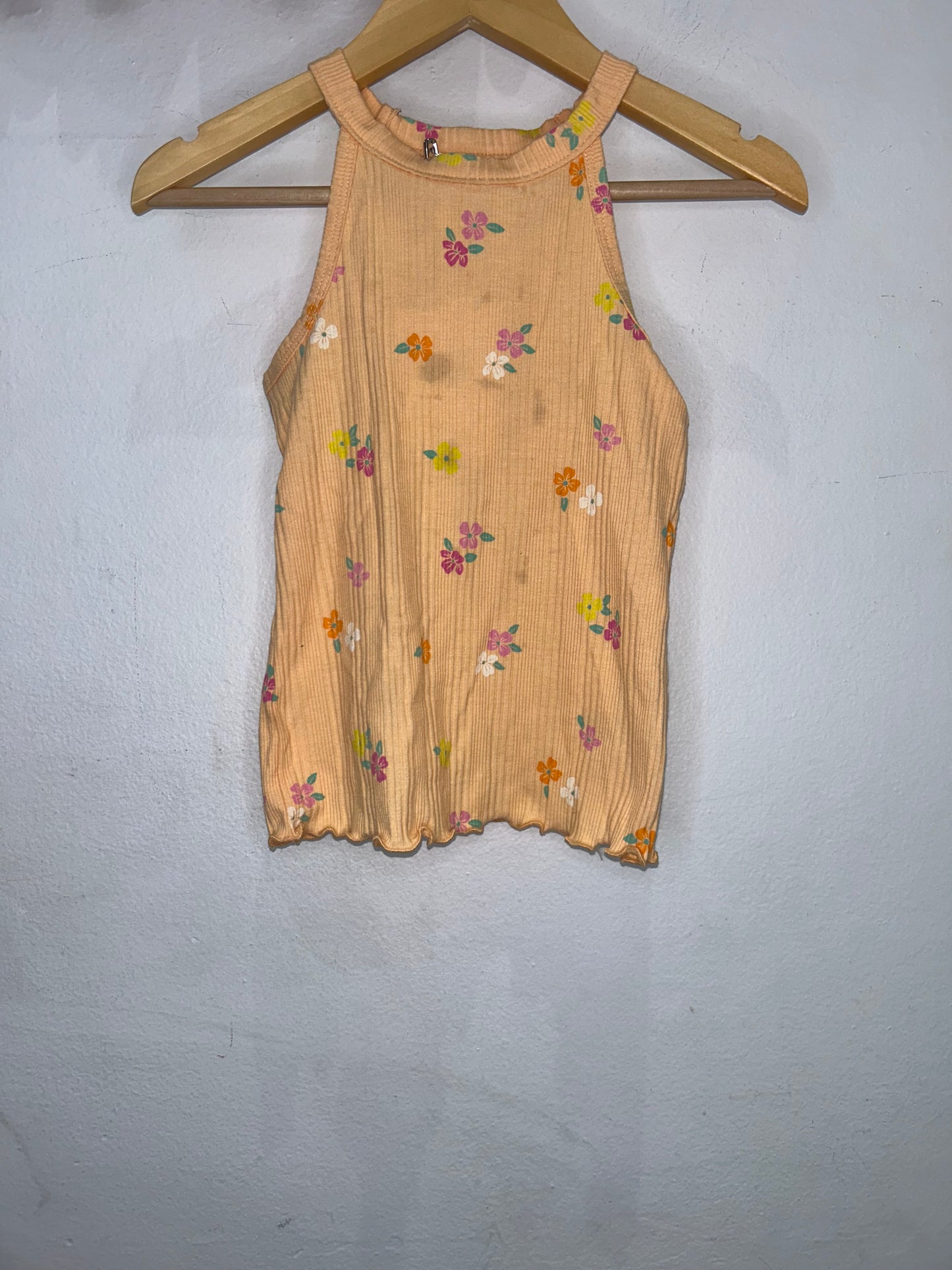 Orange floral ribbed tanktop 4-5y