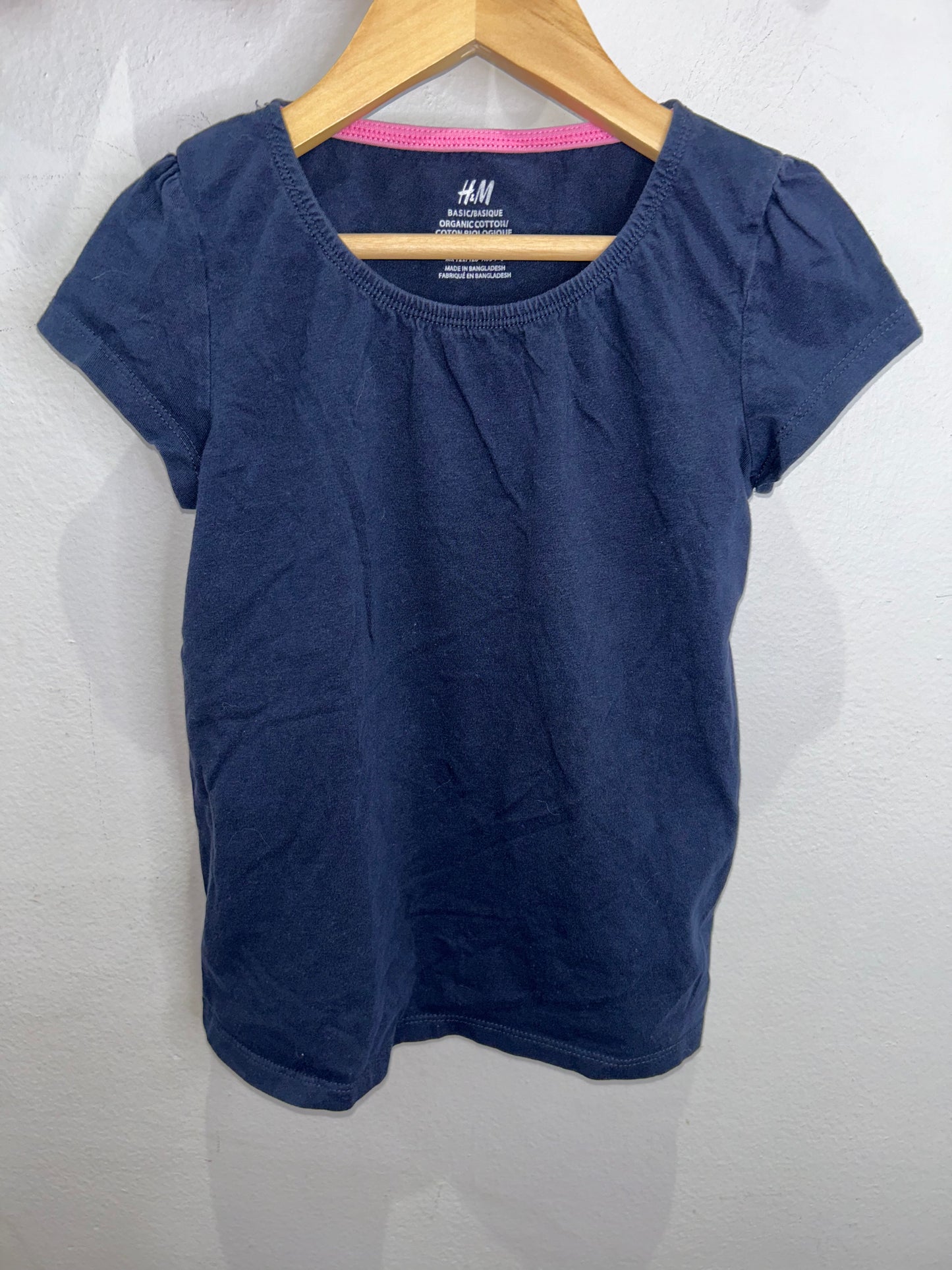 Cap sleeve navy tee 6-8y