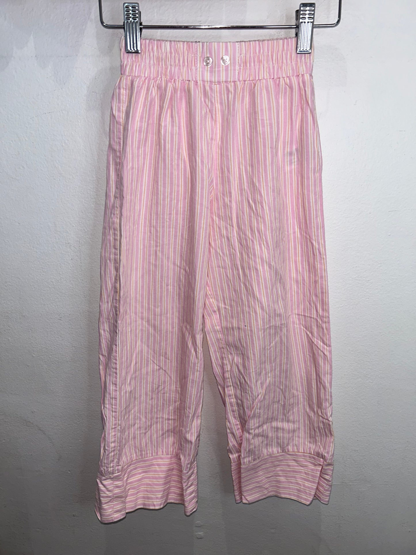 Pink vertical stripe breezy pants 6y