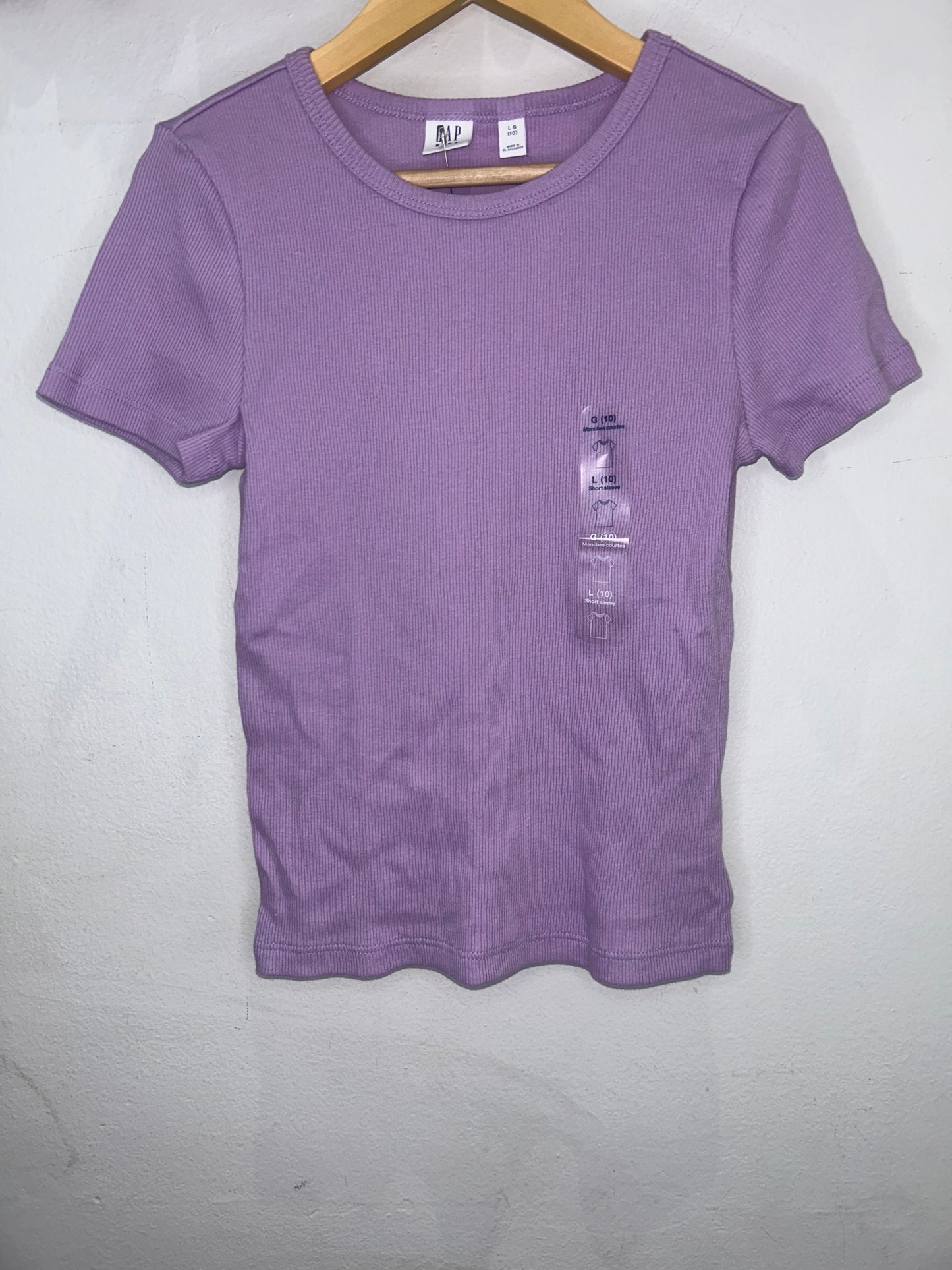 Purple ribbed tee 10y NEW