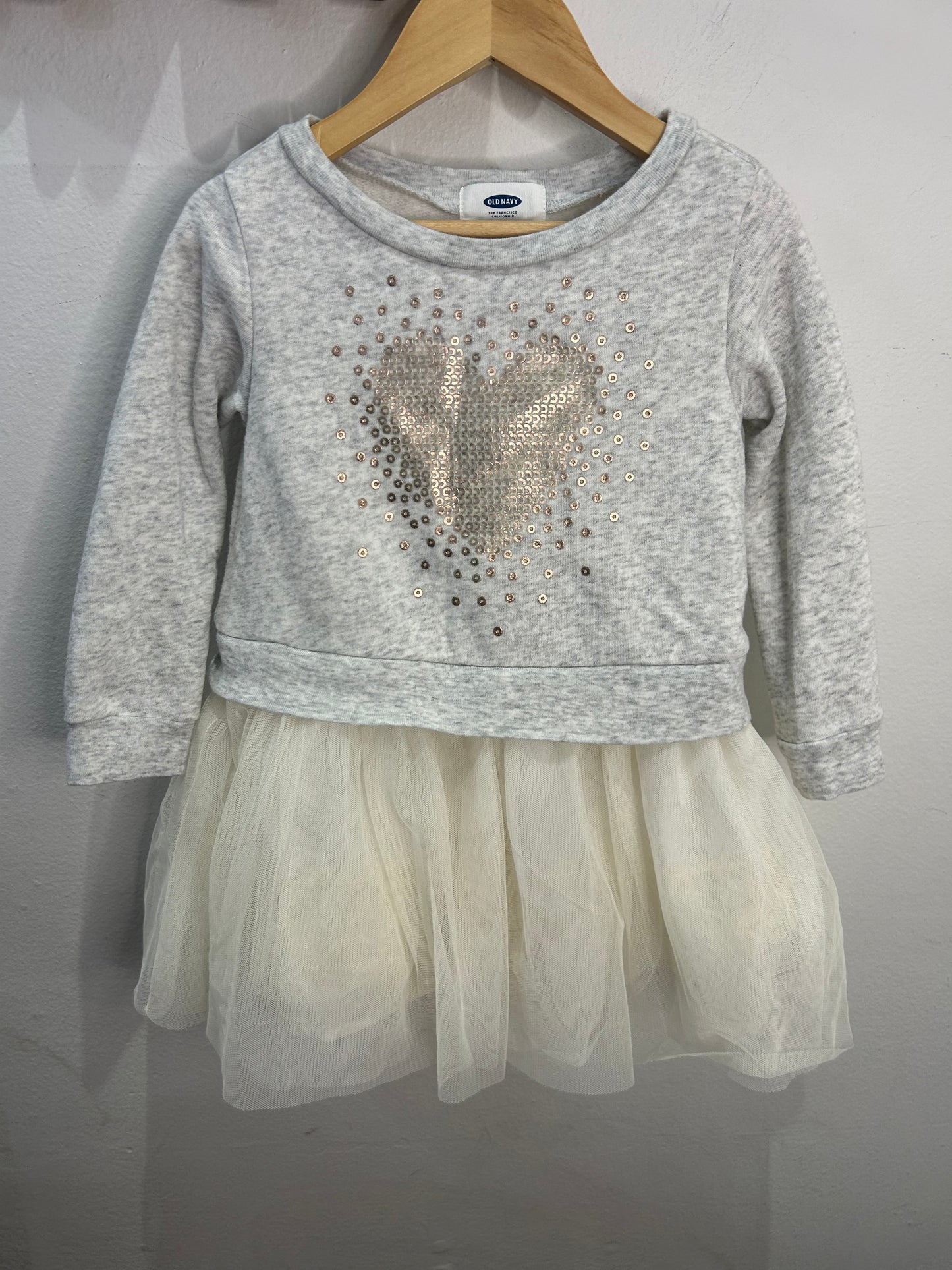 Sequin heart tulle dress 2y