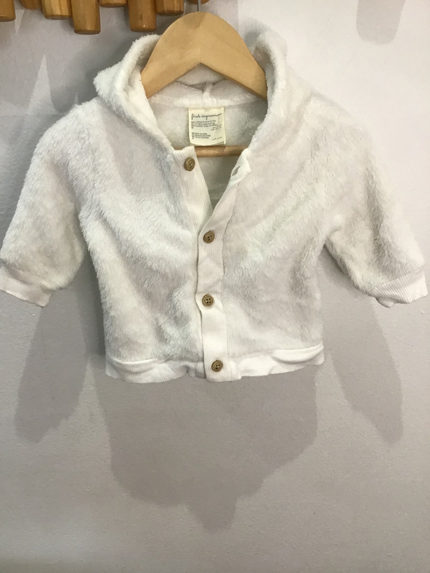 White furry cardigan 0-3m